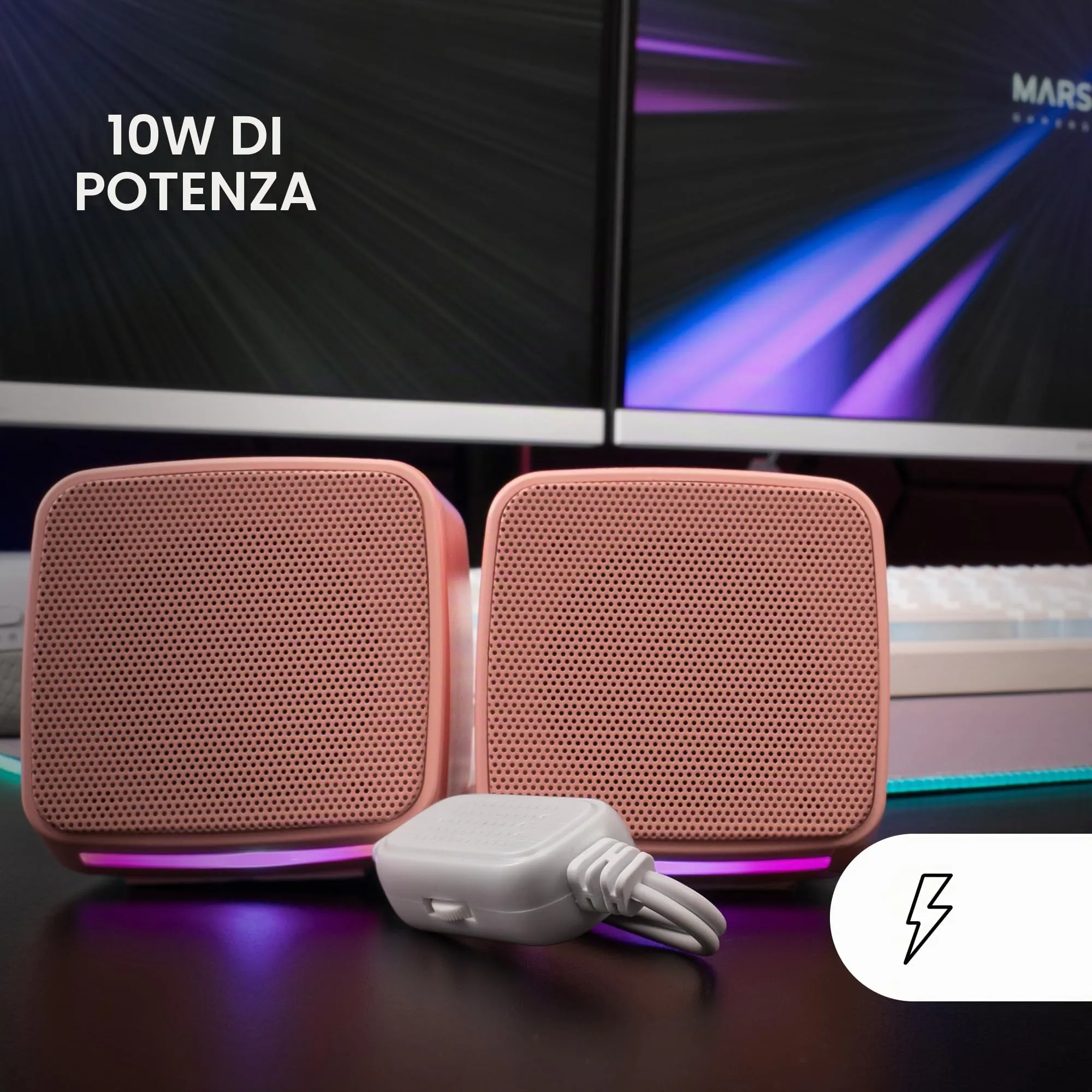 Mars Gaming MS-PRO Altoparlanti Compatti 10W RGB Flow, Rosa - immagine 2