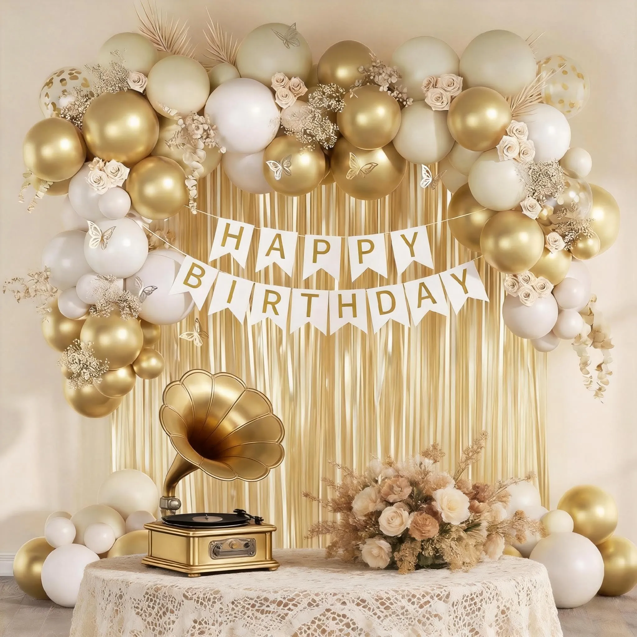 Netnology Kit Arco Palloncini Oro Bianco e Sabbia, 102 Pezzi - immagine 3