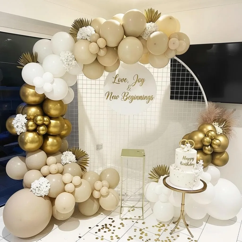 Netnology Kit Arco Palloncini Oro Bianco e Sabbia, 102 Pezzi - immagine 7