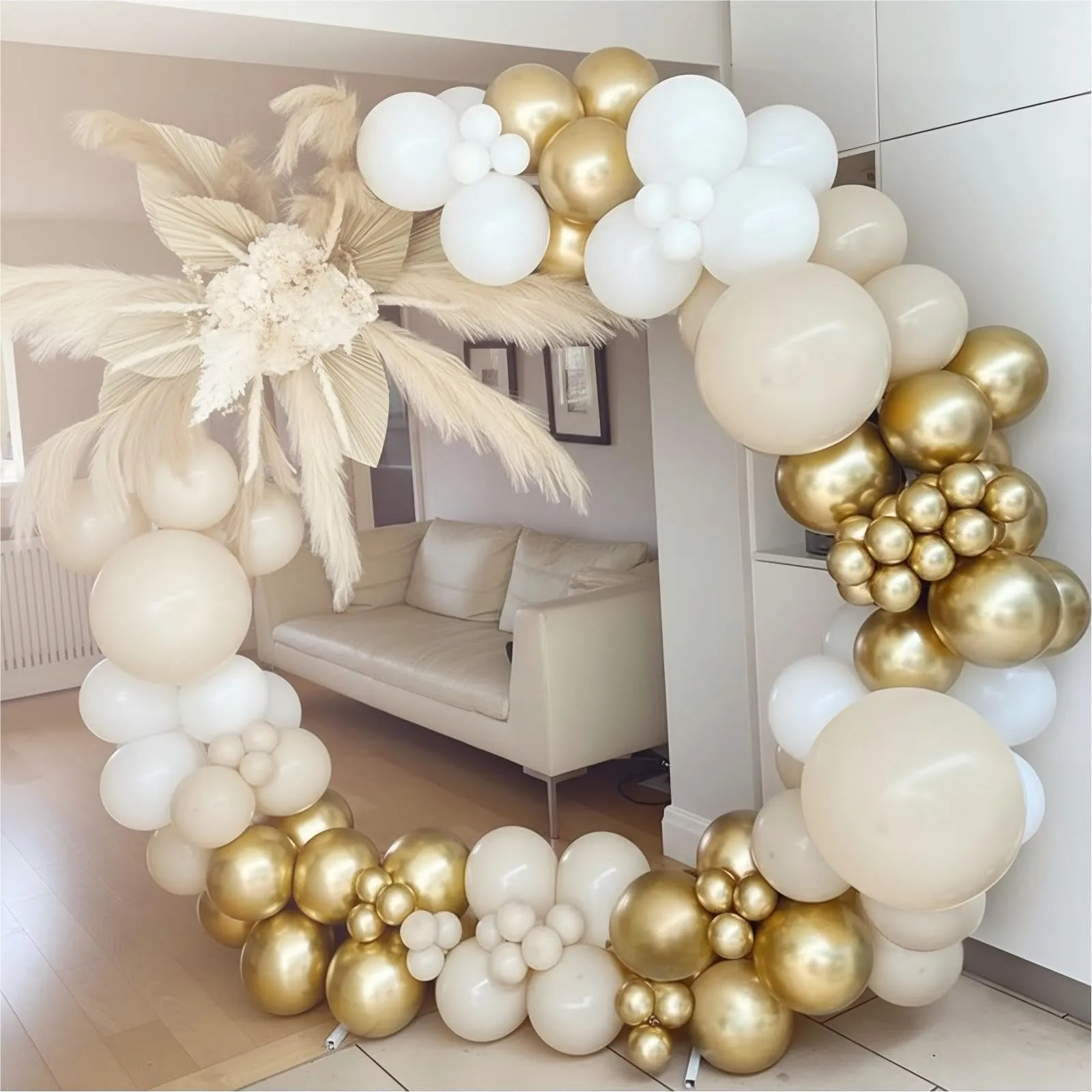 Netnology Kit Arco Palloncini Oro Bianco e Sabbia, 102 Pezzi - immagine 8