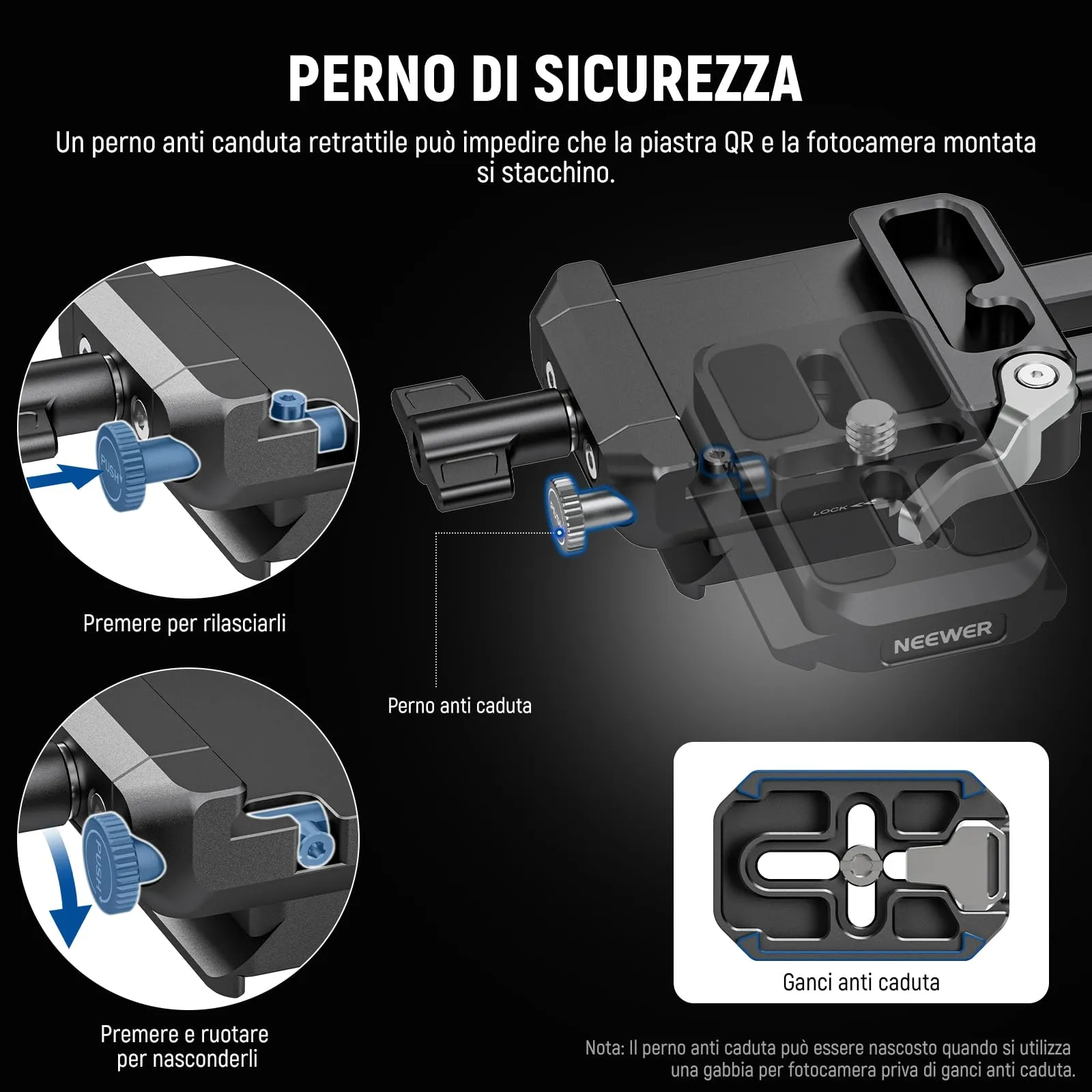 NEEWER Piastra Batteria V Mount Pieghevole con Base Tipo Arca, PS015 PRO - immagine 4