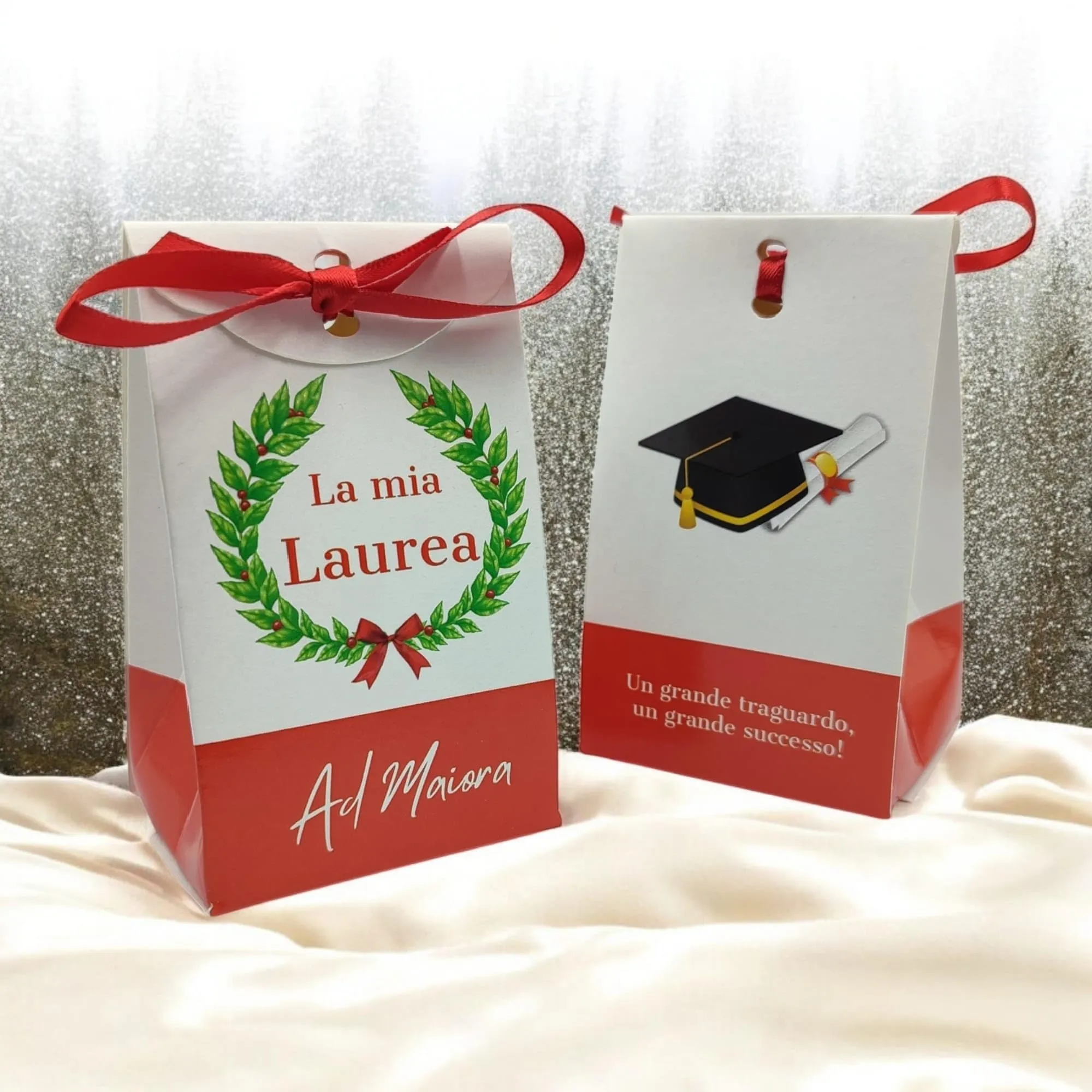 PV Grafik Scatole Bomboniera Portaconfetti Laurea con Nastrini, 50 Pezzi (Nica L8G) - immagine 3