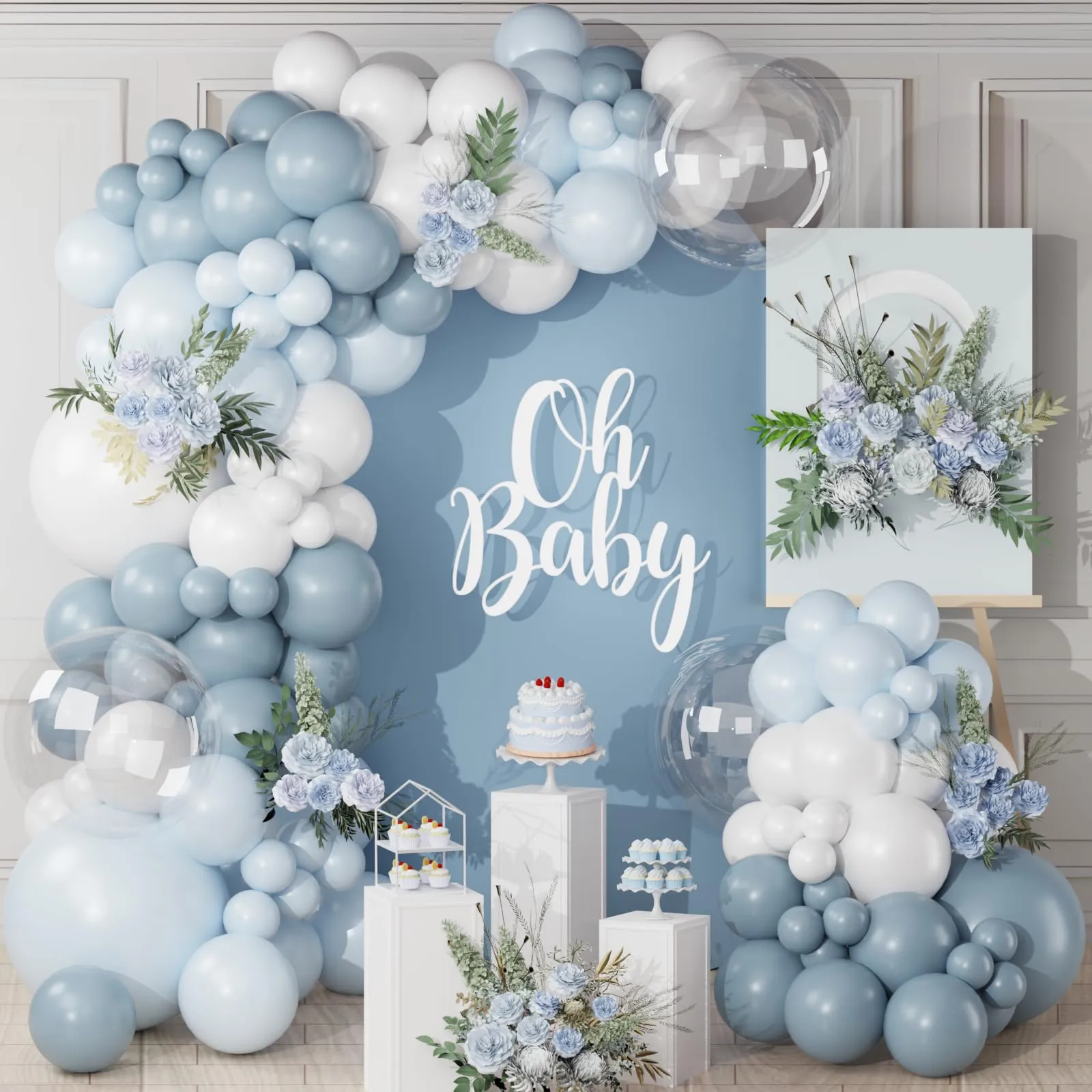 Netnology Kit Arco Ghirlanda di Palloncini Blu e Bianco, 122 Pezzi, H5026-104B - immagine 1