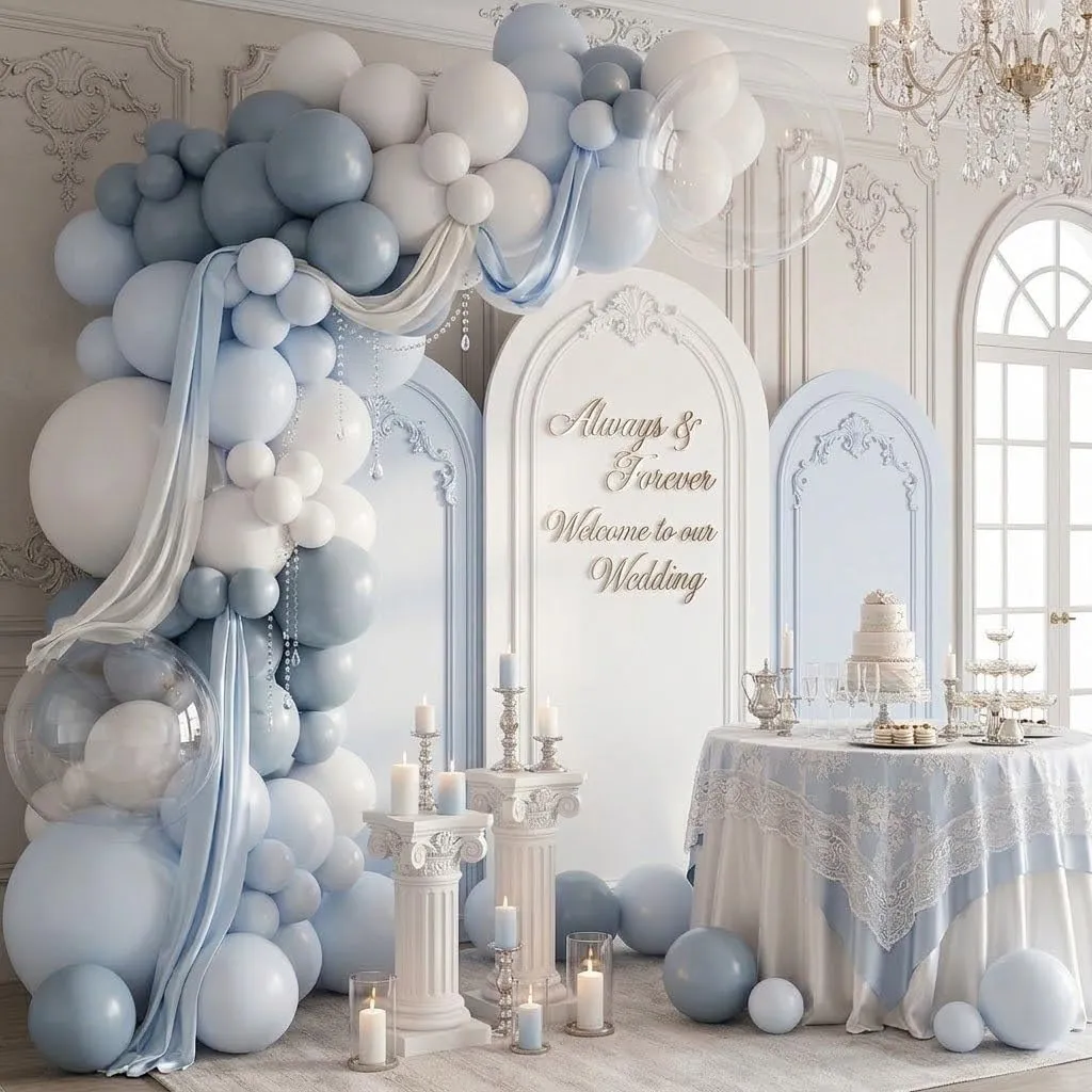 Netnology Kit Arco Ghirlanda di Palloncini Blu e Bianco, 122 Pezzi, H5026-104B - immagine 2
