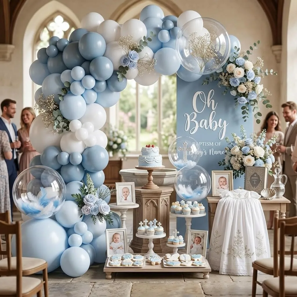Netnology Kit Arco Ghirlanda di Palloncini Blu e Bianco, 122 Pezzi, H5026-104B - immagine 3