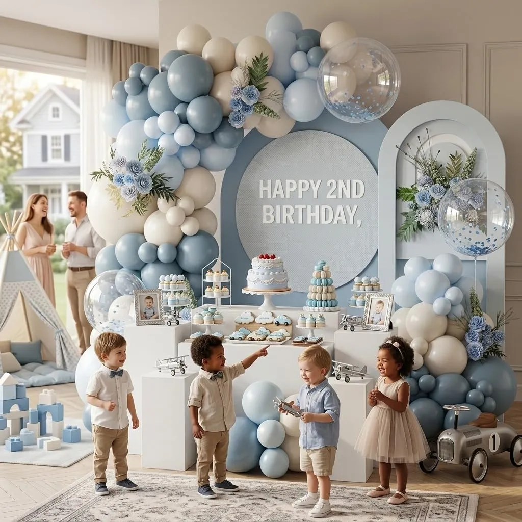 Netnology Kit Arco Ghirlanda di Palloncini Blu e Bianco, 122 Pezzi, H5026-104B - immagine 4