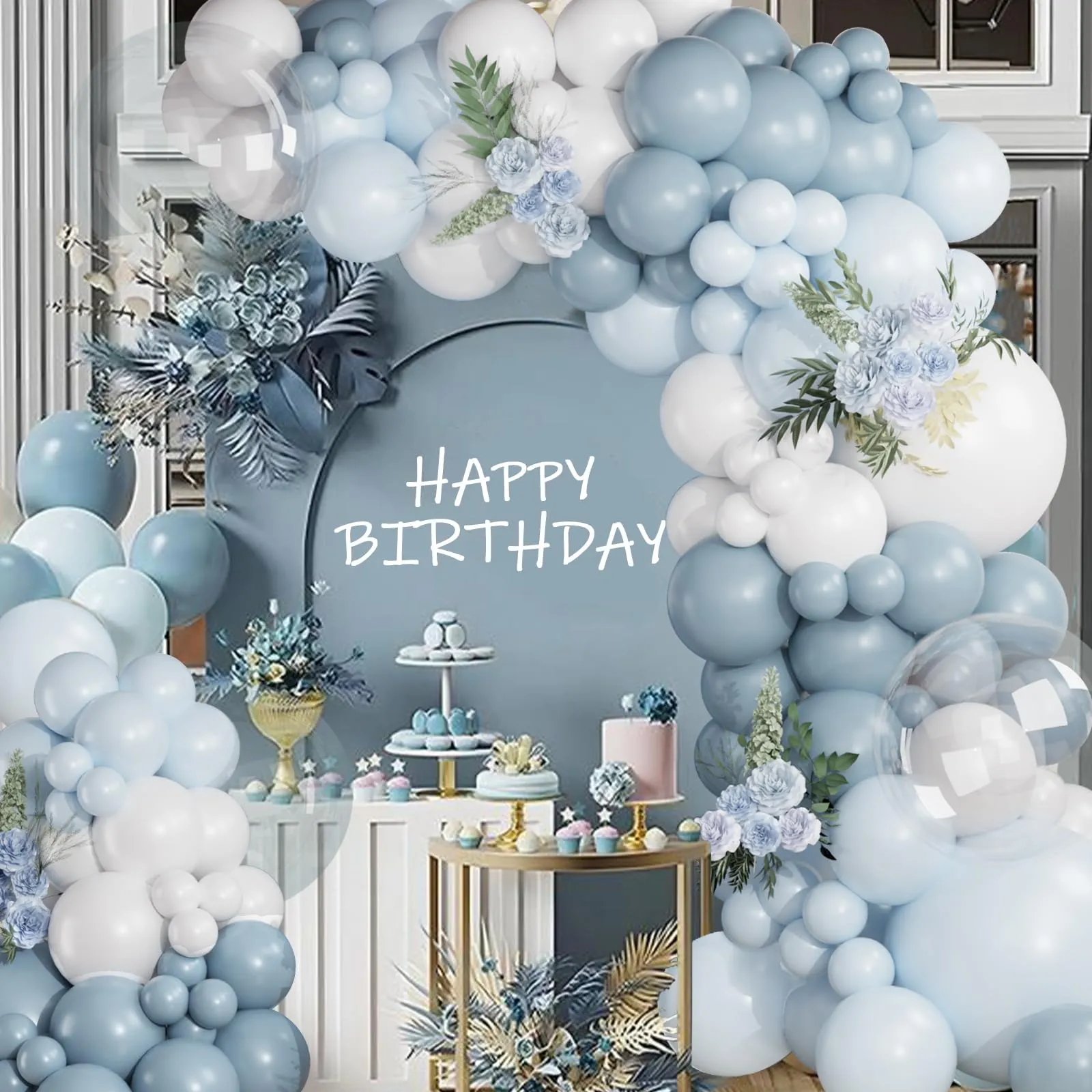 Netnology Kit Arco Ghirlanda di Palloncini Blu e Bianco, 122 Pezzi, H5026-104B - immagine 7