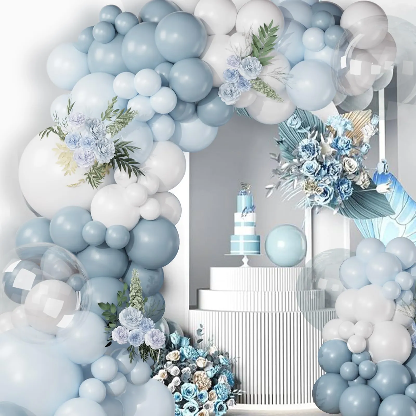 Netnology Kit Arco Ghirlanda di Palloncini Blu e Bianco, 122 Pezzi, H5026-104B - immagine 9