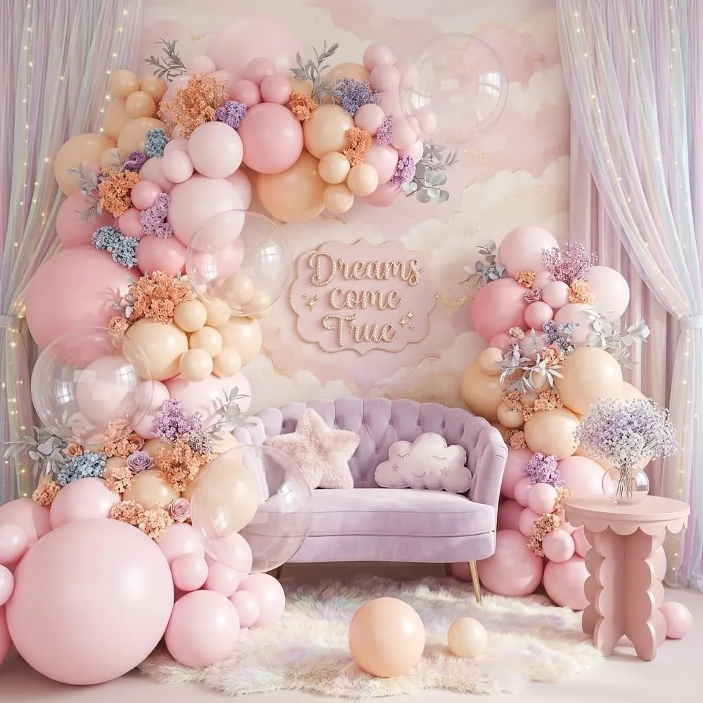 Netnology Kit Arco Ghirlanda Palloncini Rosa Nudo, 122 Pezzi - immagine 1