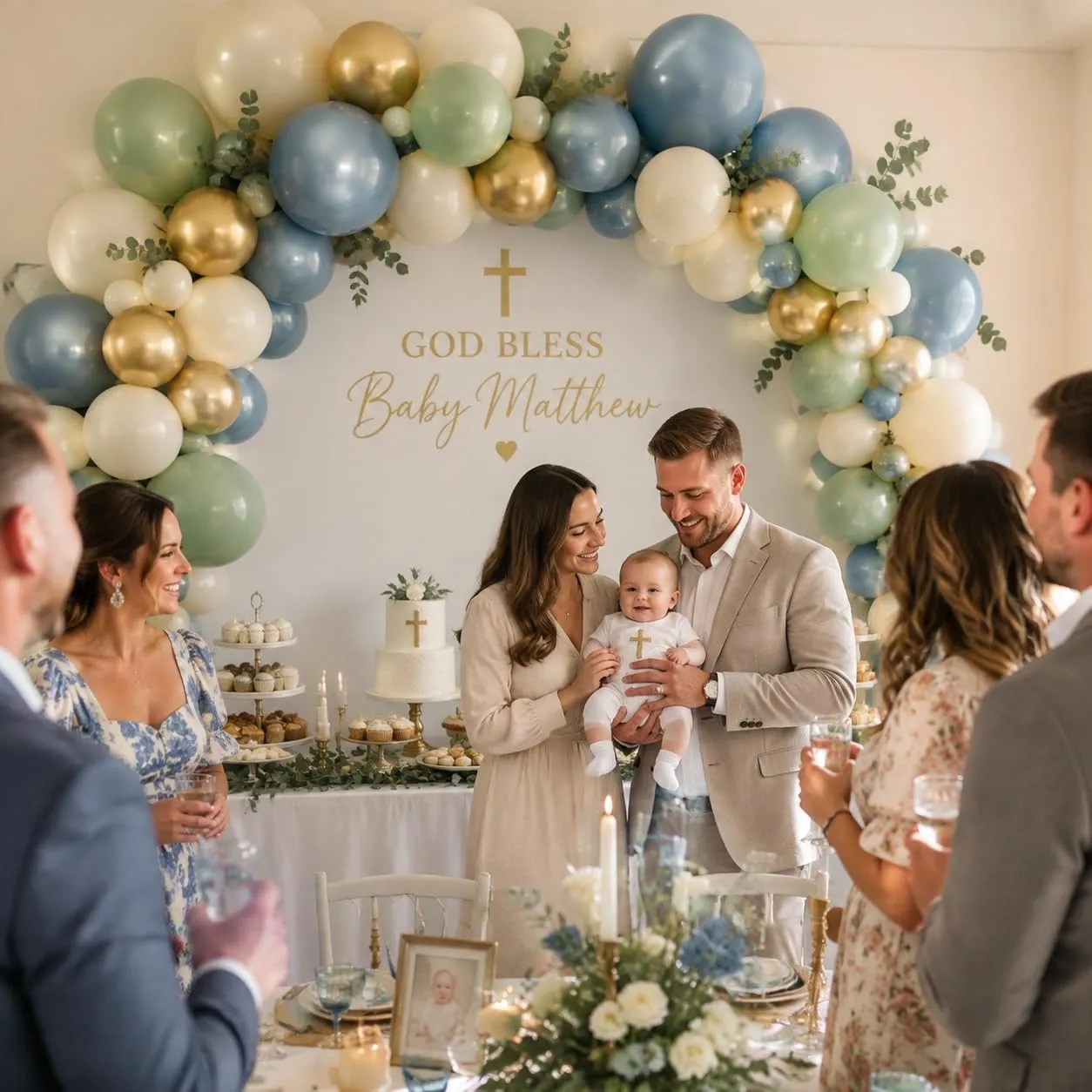 Netnology Kit Arco Ghirlanda di Palloncini Verde Salvia, Blu Polvere, Bianco Sabbia e Oro, 119 Pezzi - immagine 5