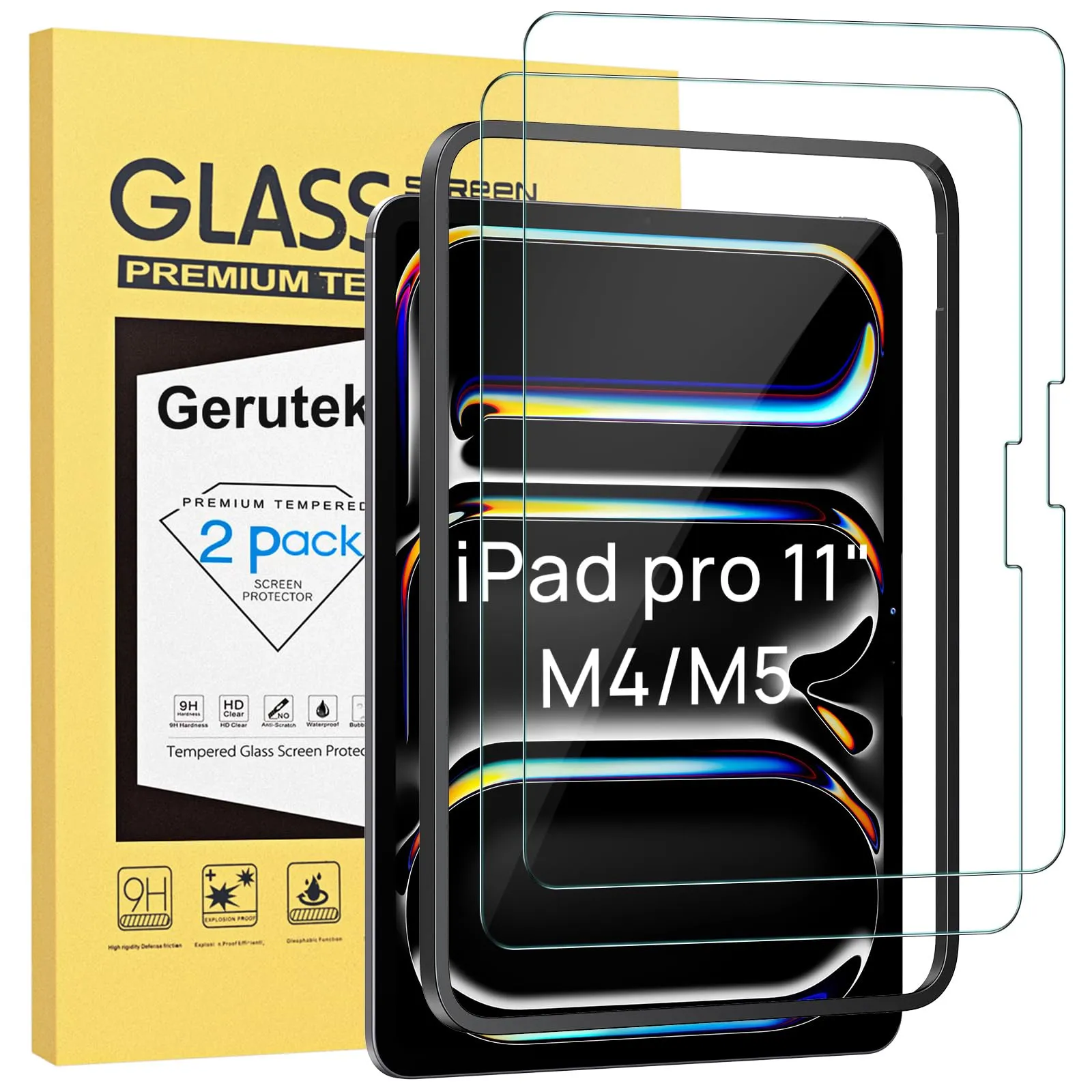 Gerutek Pellicola Protettiva in Vetro Temperato per iPad Pro 11'' M5/M4 (2025/2024), 2 Pezzi - immagine 1