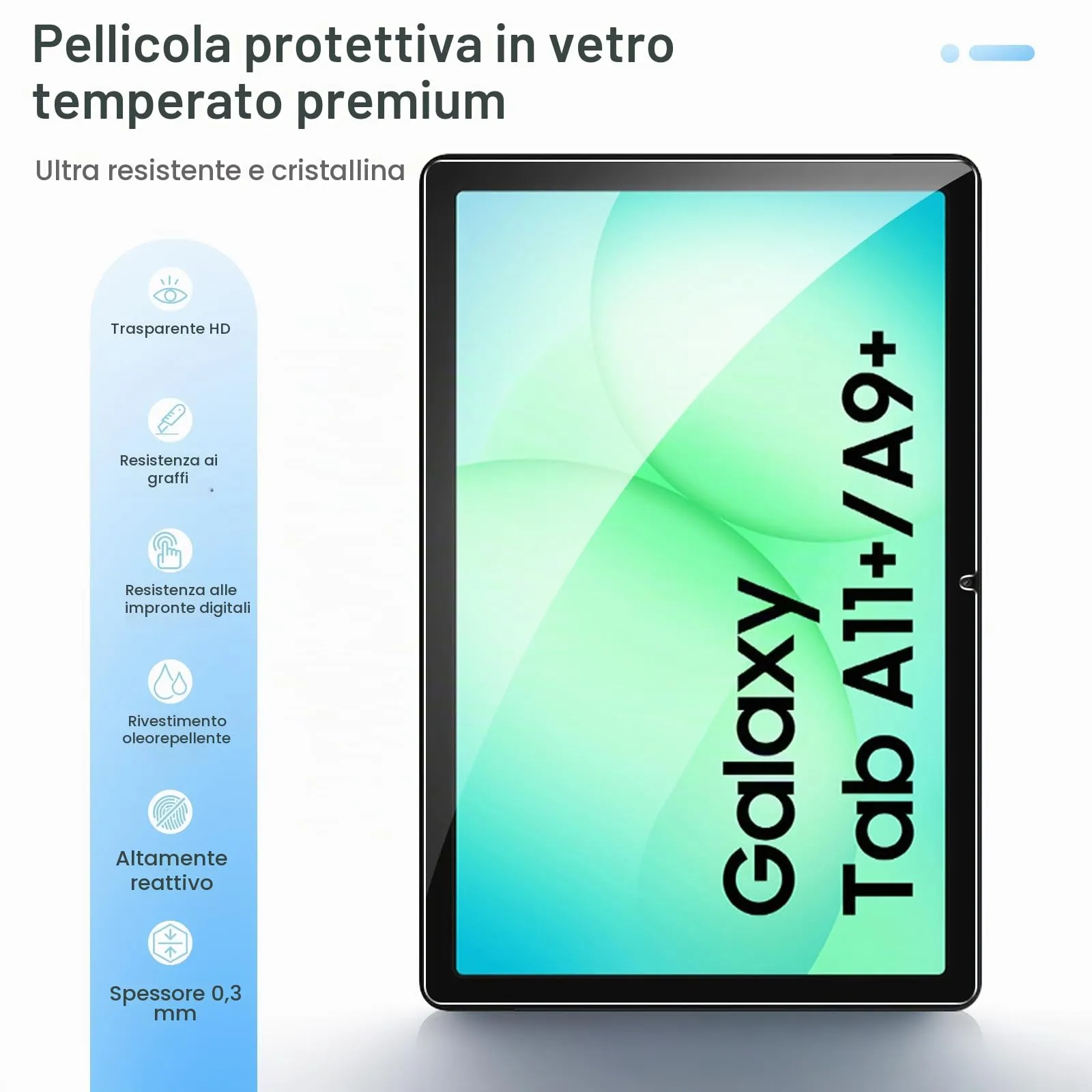 Gerutek Pellicola Protettiva in Vetro Temperato per Samsung Galaxy Tab A11+ / A9+ (2 Pezzi) - immagine 4