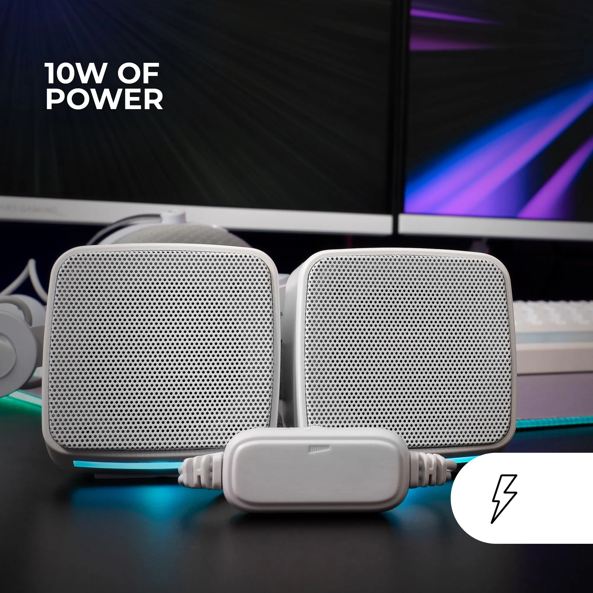 Mars Gaming MS-PRO Altoparlanti Compatti 10W RGB Flow, Bianco - immagine 2