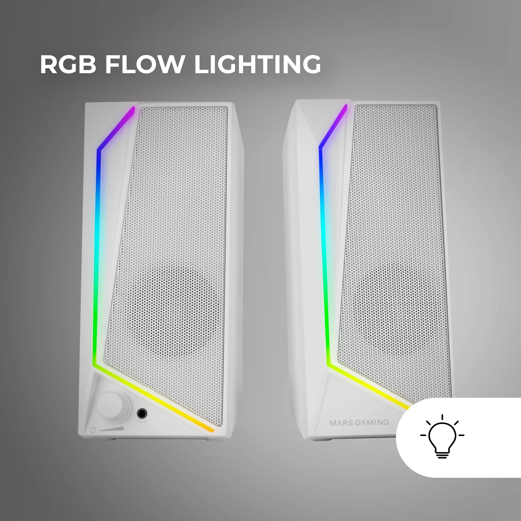 Mars Gaming MS72 Altoparlanti Gaming 15W RGB Flow, Bianco - immagine 3
