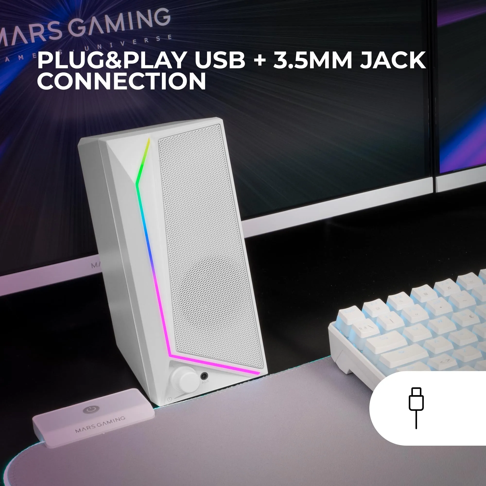 Mars Gaming MS72 Altoparlanti Gaming 15W RGB Flow, Bianco - immagine 4