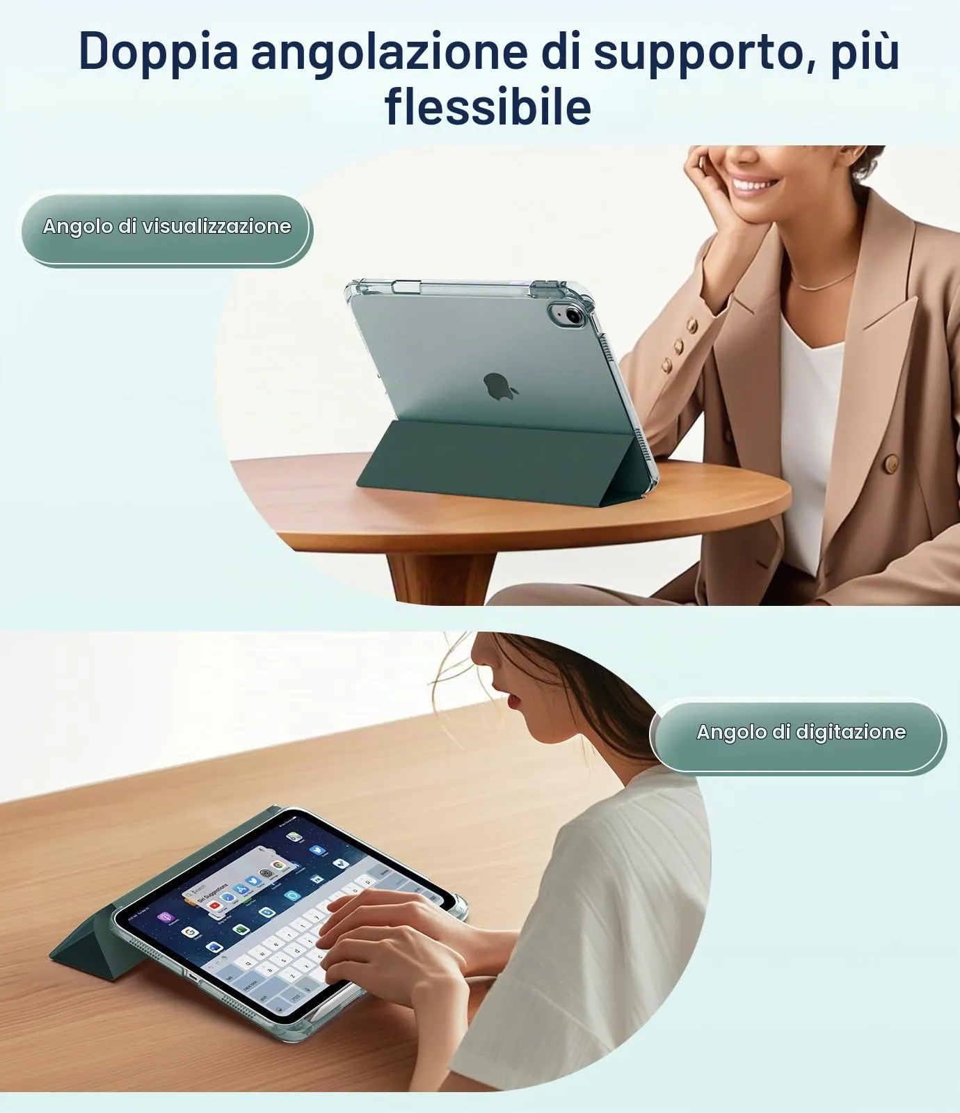 TiMOVO Custodia per iPad 11 Gen 11" (A3354 A3355 A3356) e iPad 10 Gen 10,9" (A2696 A2757 A2777 A3162), Verde Scuro - immagine 5