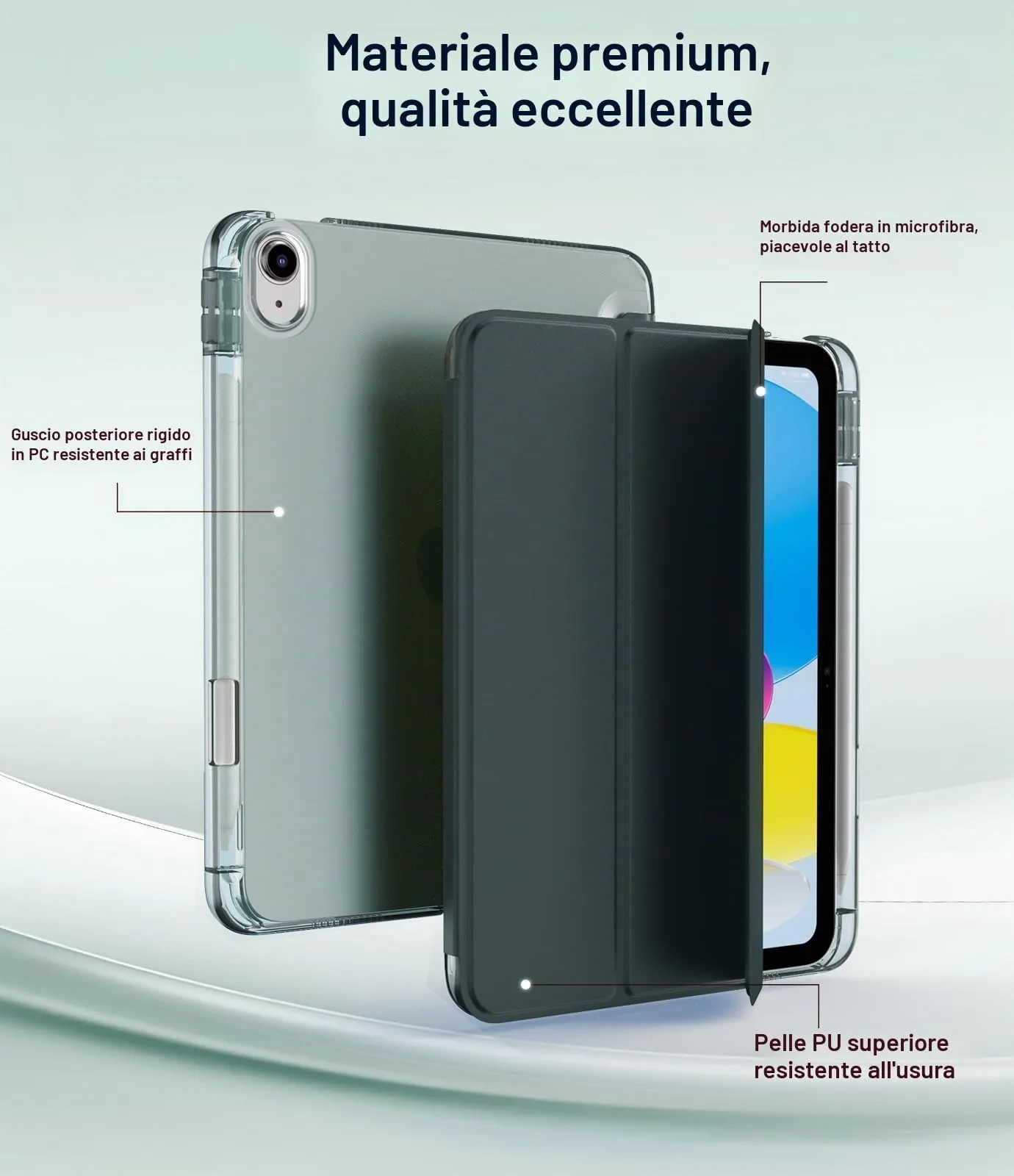 TiMOVO Custodia per iPad 11 Gen 11" (A3354 A3355 A3356) e iPad 10 Gen 10,9" (A2696 A2757 A2777 A3162), Verde Scuro - immagine 6