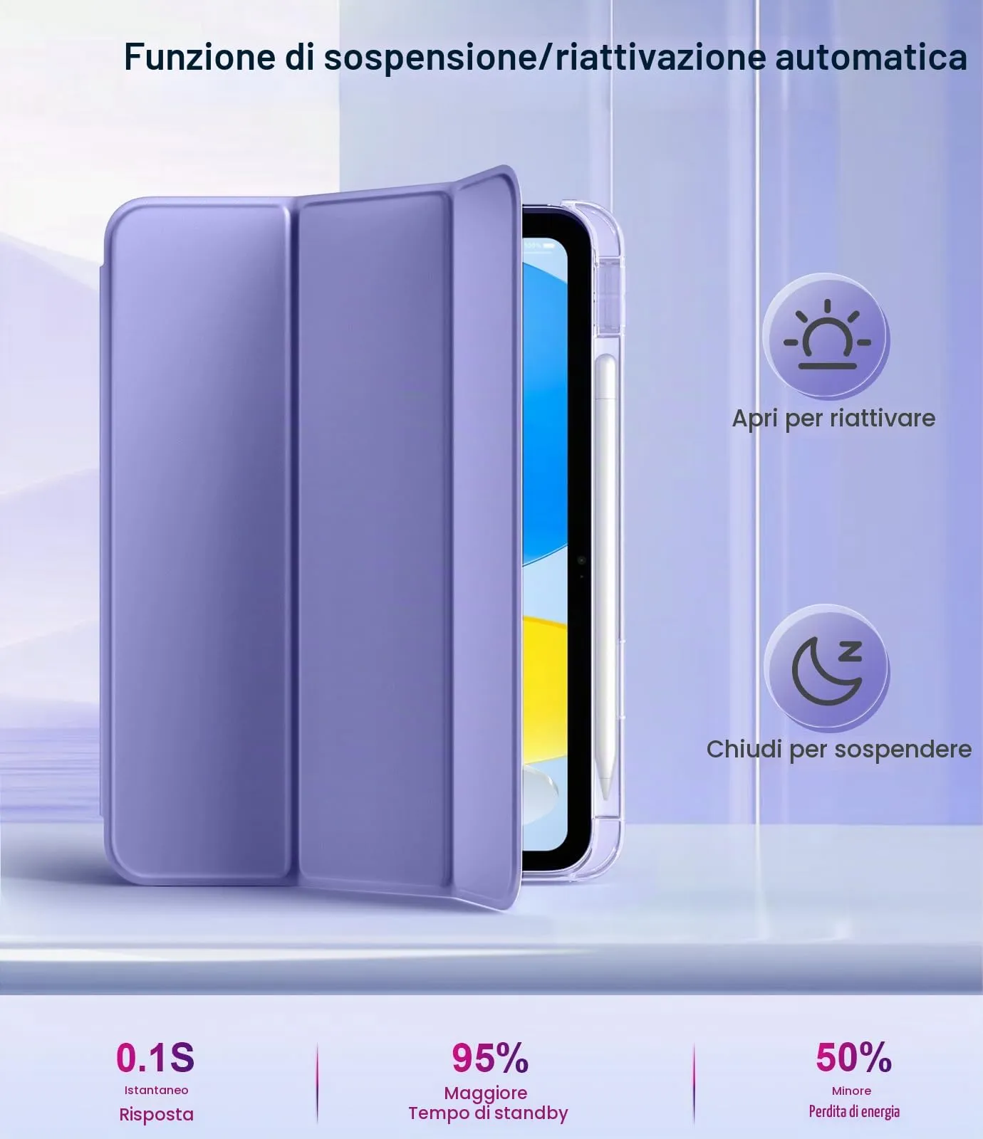 TiMOVO Custodia per iPad 11" (A16) 2025 / iPad 10.9" 10ª Generazione, Lavanda Viola - immagine 4