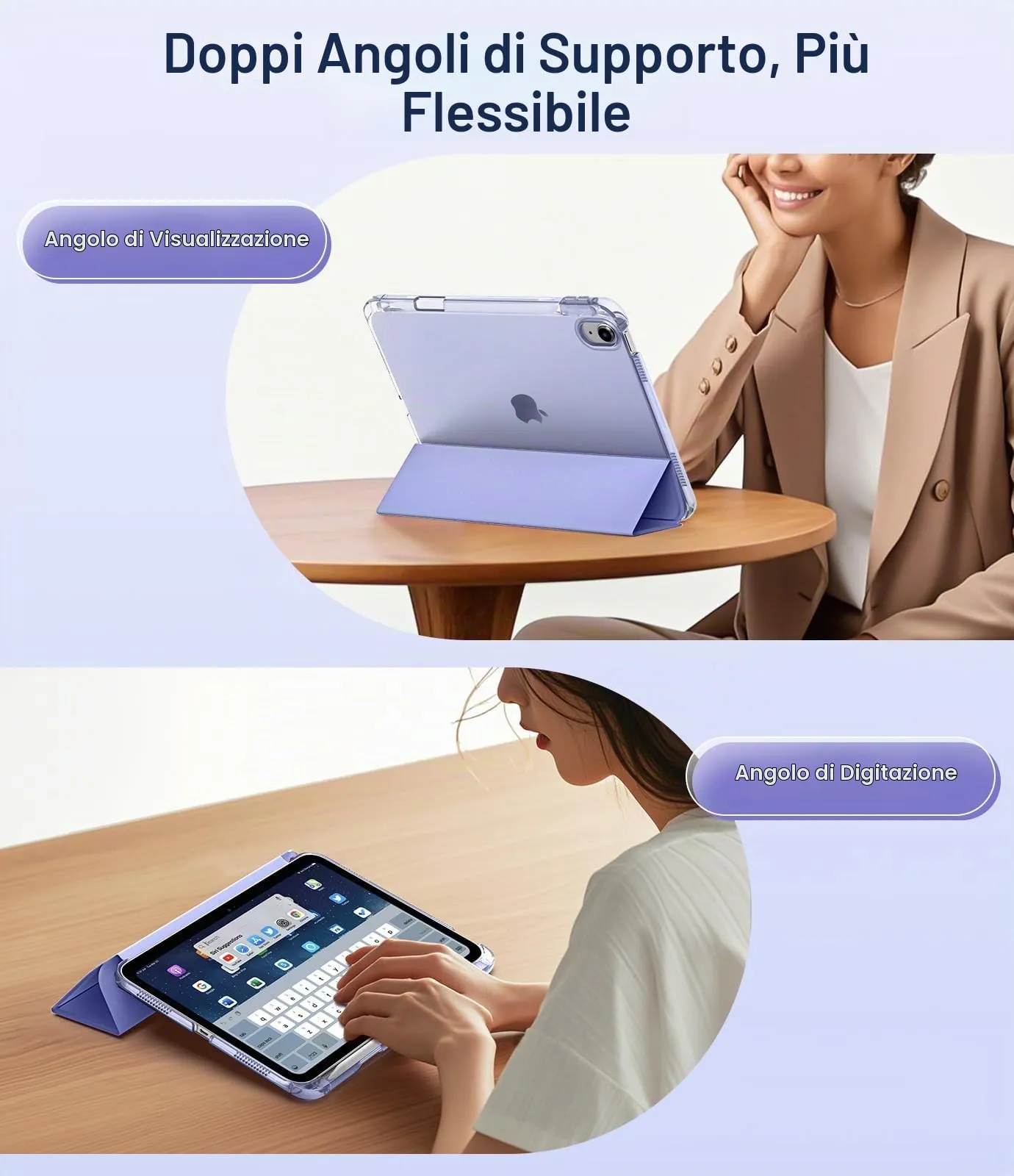 TiMOVO Custodia per iPad 11" (A16) 2025 / iPad 10.9" 10ª Generazione, Lavanda Viola - immagine 5
