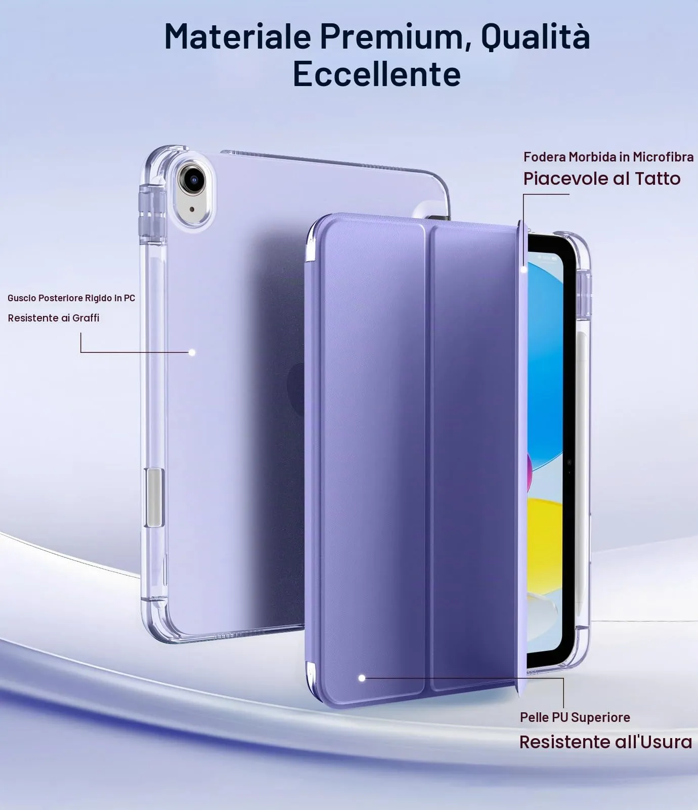 TiMOVO Custodia per iPad 11" (A16) 2025 / iPad 10.9" 10ª Generazione, Lavanda Viola - immagine 6