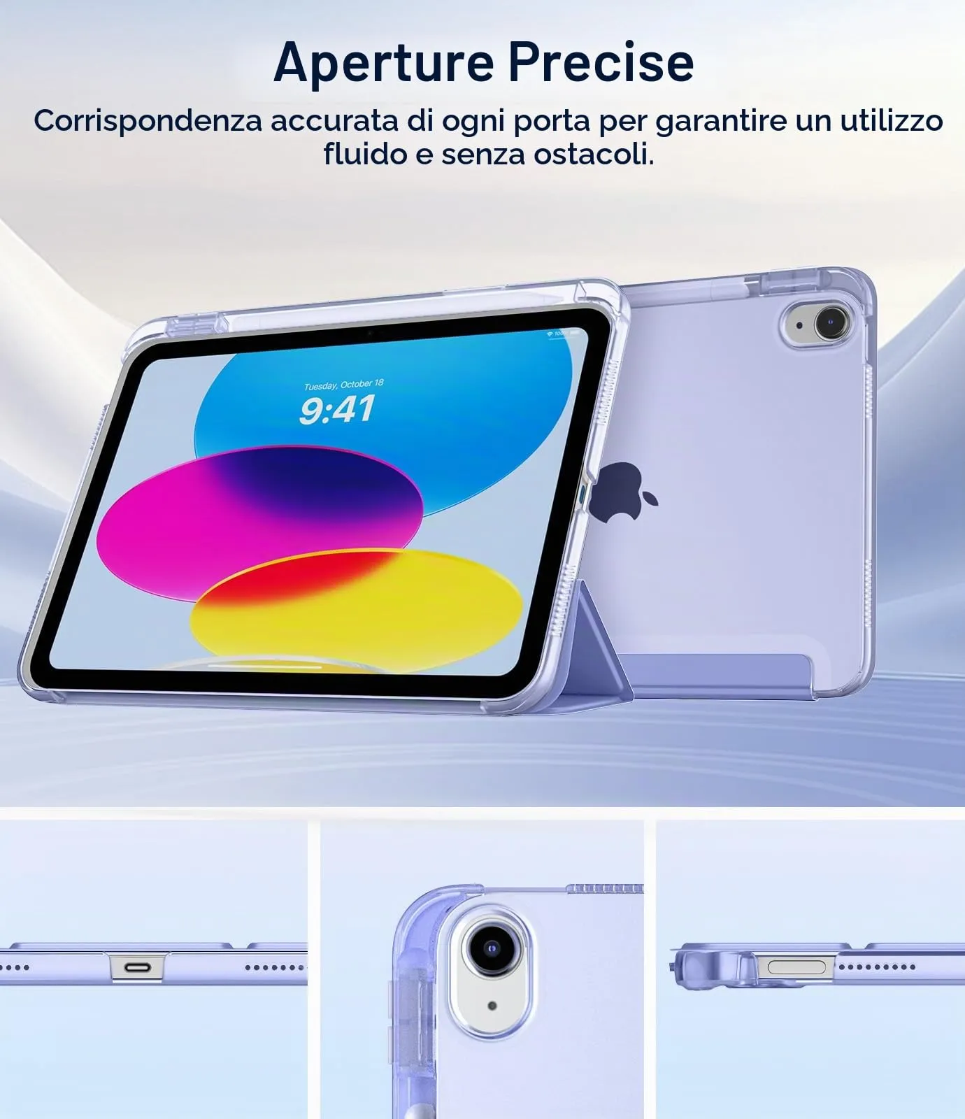 TiMOVO Custodia per iPad 11" (A16) 2025 / iPad 10.9" 10ª Generazione, Lavanda Viola - immagine 8