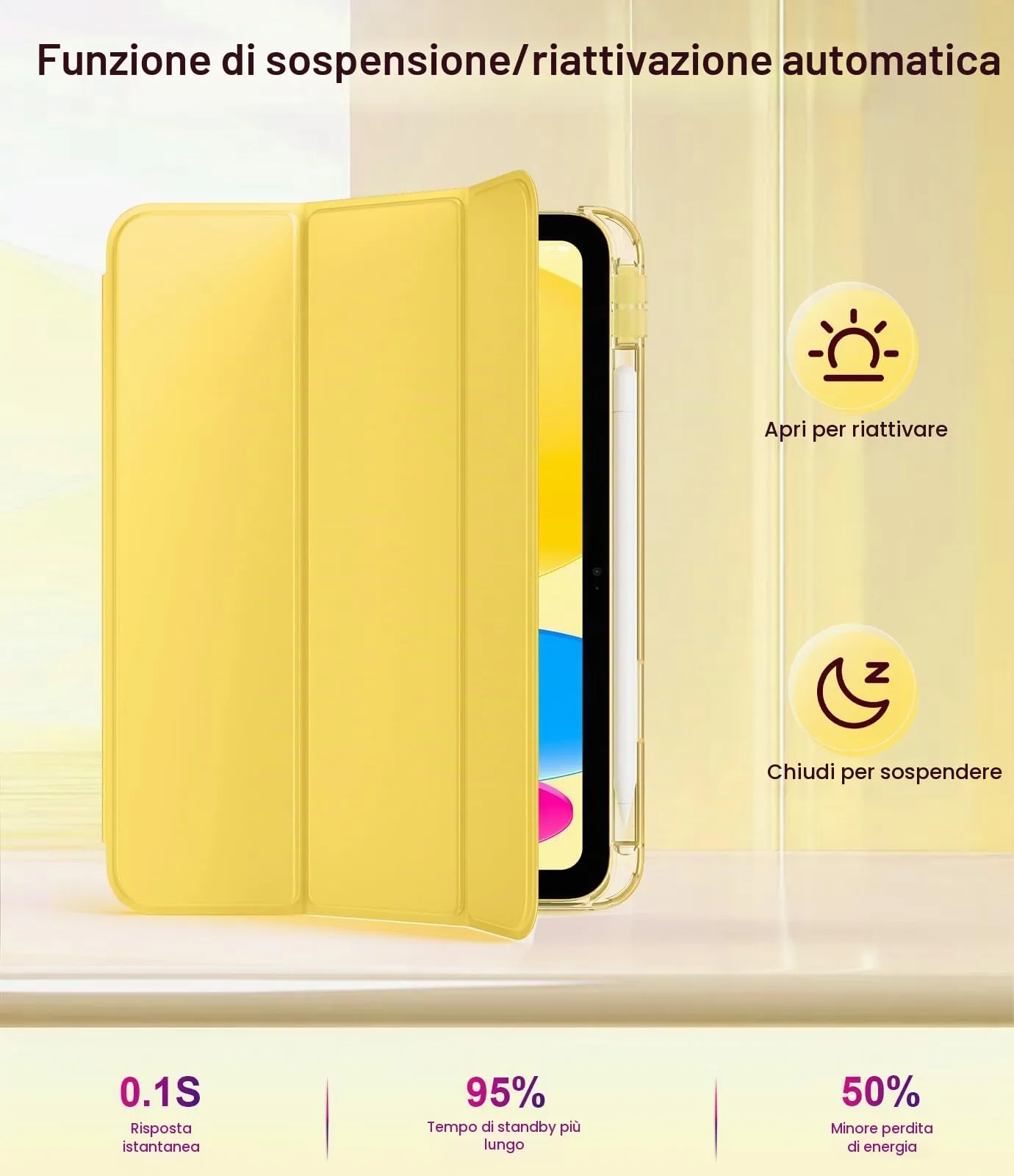 TiMOVO Custodia per iPad 11 Gen 11" e iPad 10 Gen 10,9", Giallo Chiaro - immagine 4