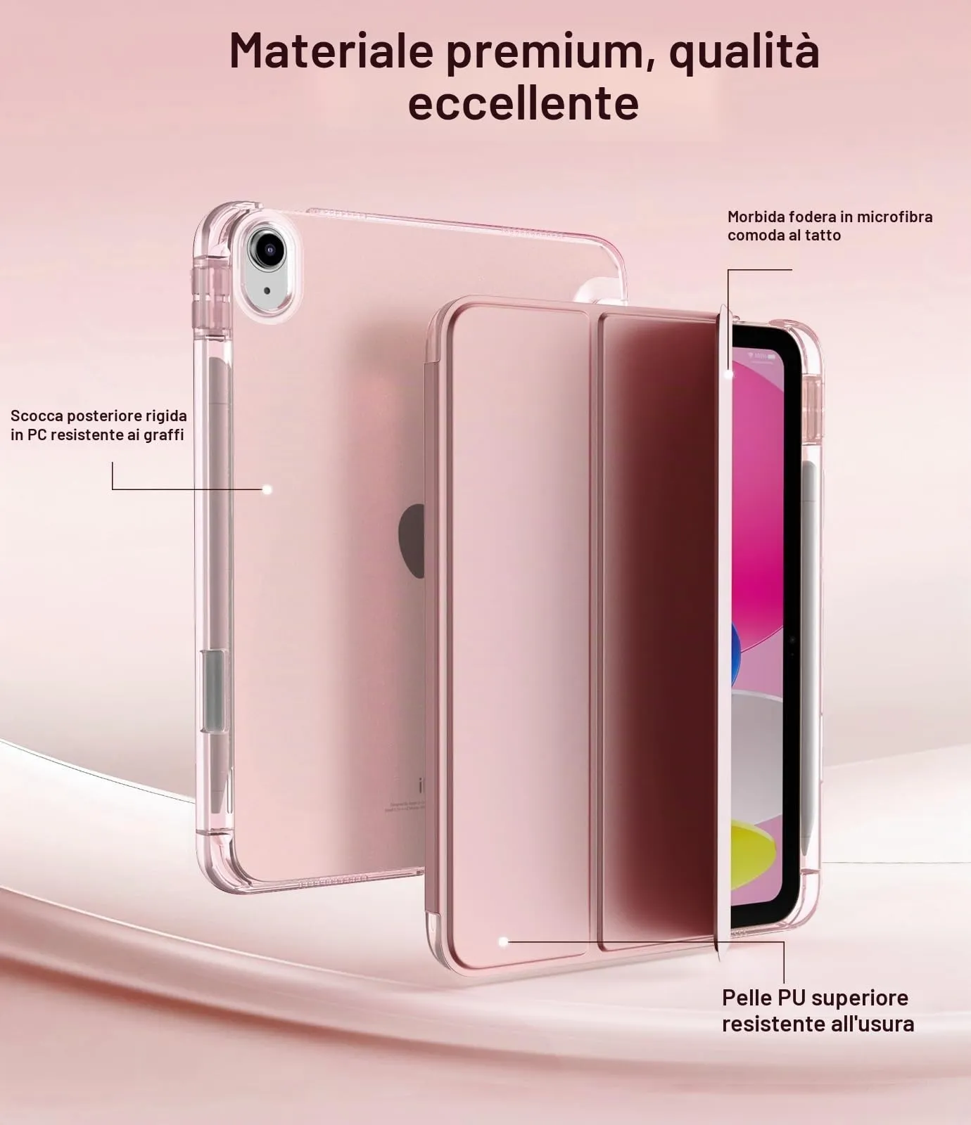 TiMOVO Custodia per iPad 11 Gen 11" e iPad 10 Gen 10,9" (A3354 A3355 A3356 A2696 A2757 A2777 A3162), Oro Rosa - immagine 6