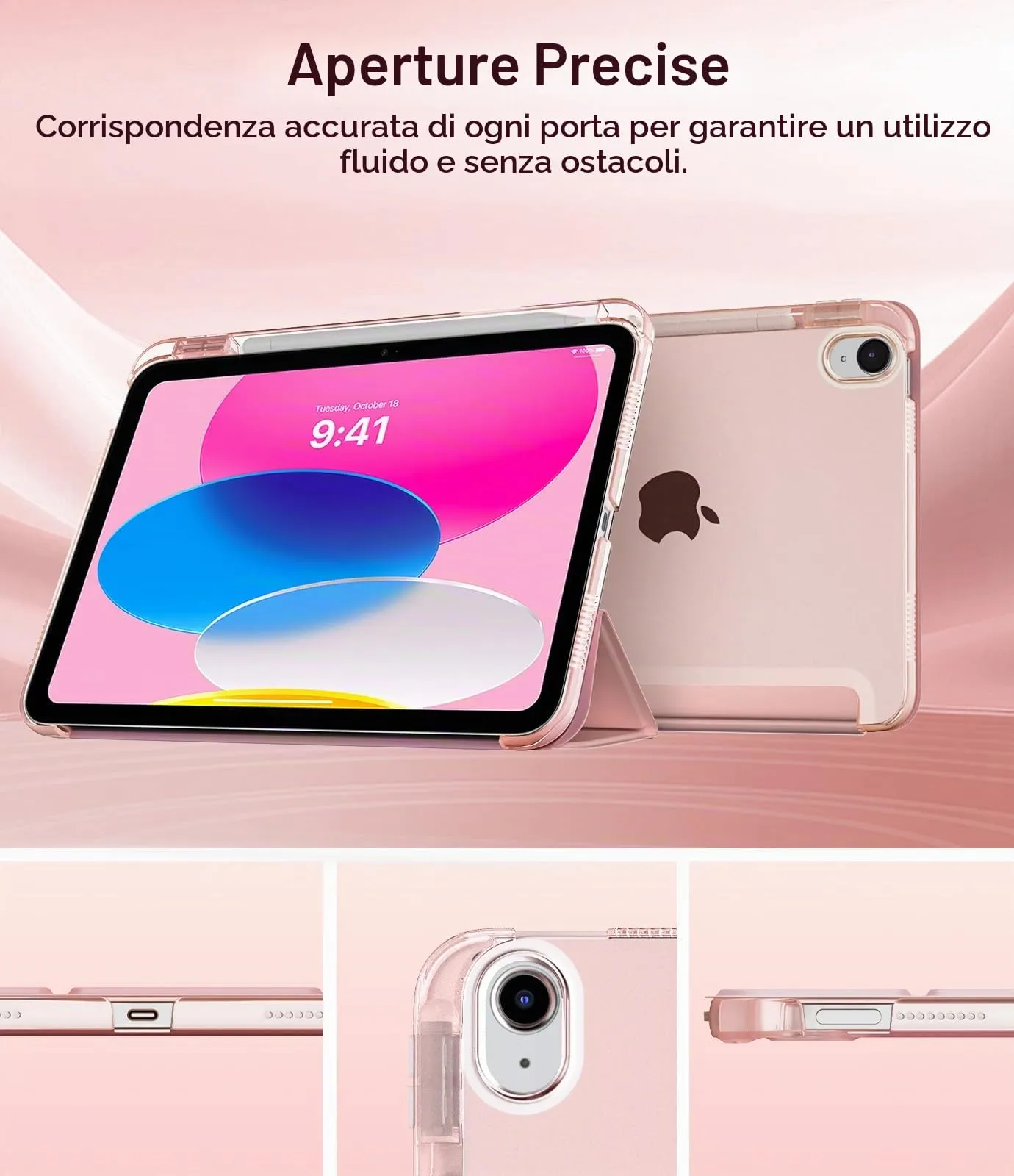 TiMOVO Custodia per iPad 11 Gen 11" e iPad 10 Gen 10,9" (A3354 A3355 A3356 A2696 A2757 A2777 A3162), Oro Rosa - immagine 8