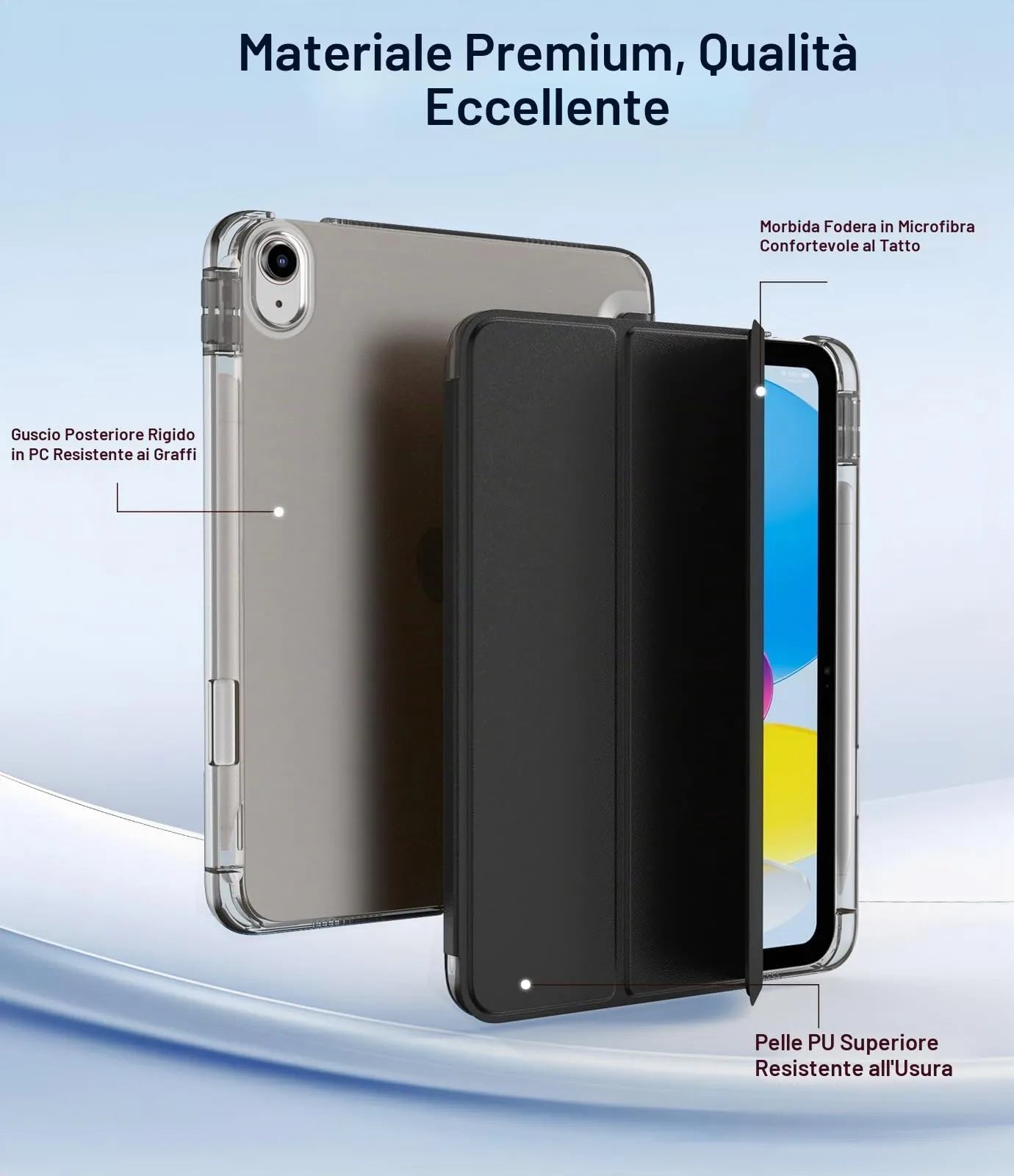 TiMOVO Custodia per iPad 11" (A16) e iPad 10 Generazione 10,9", Nero - immagine 6