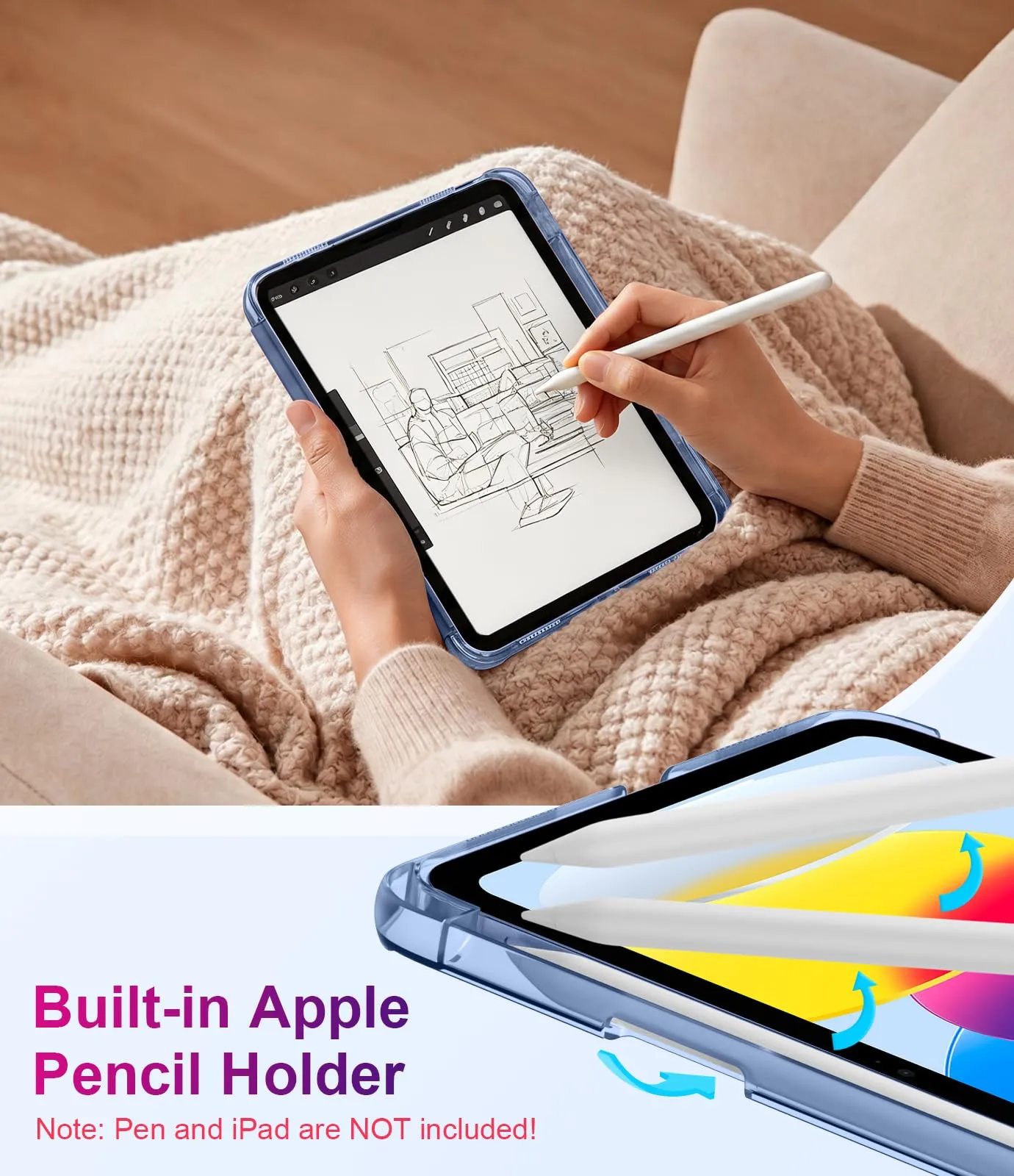 TiMOVO Cover per iPad 11" (11ª Gen 2025) e iPad 10,9" (10ª Gen 2022), Grigio Blu - immagine 3