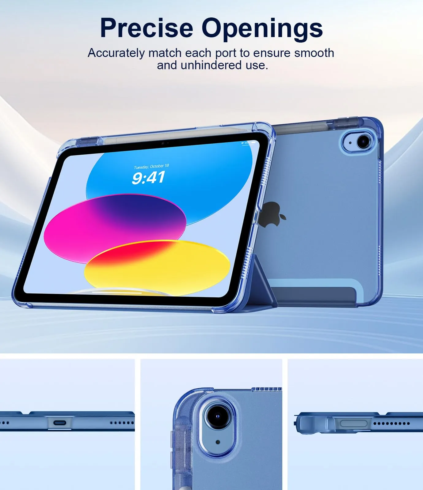 TiMOVO Cover per iPad 11" (11ª Gen 2025) e iPad 10,9" (10ª Gen 2022), Grigio Blu - immagine 8