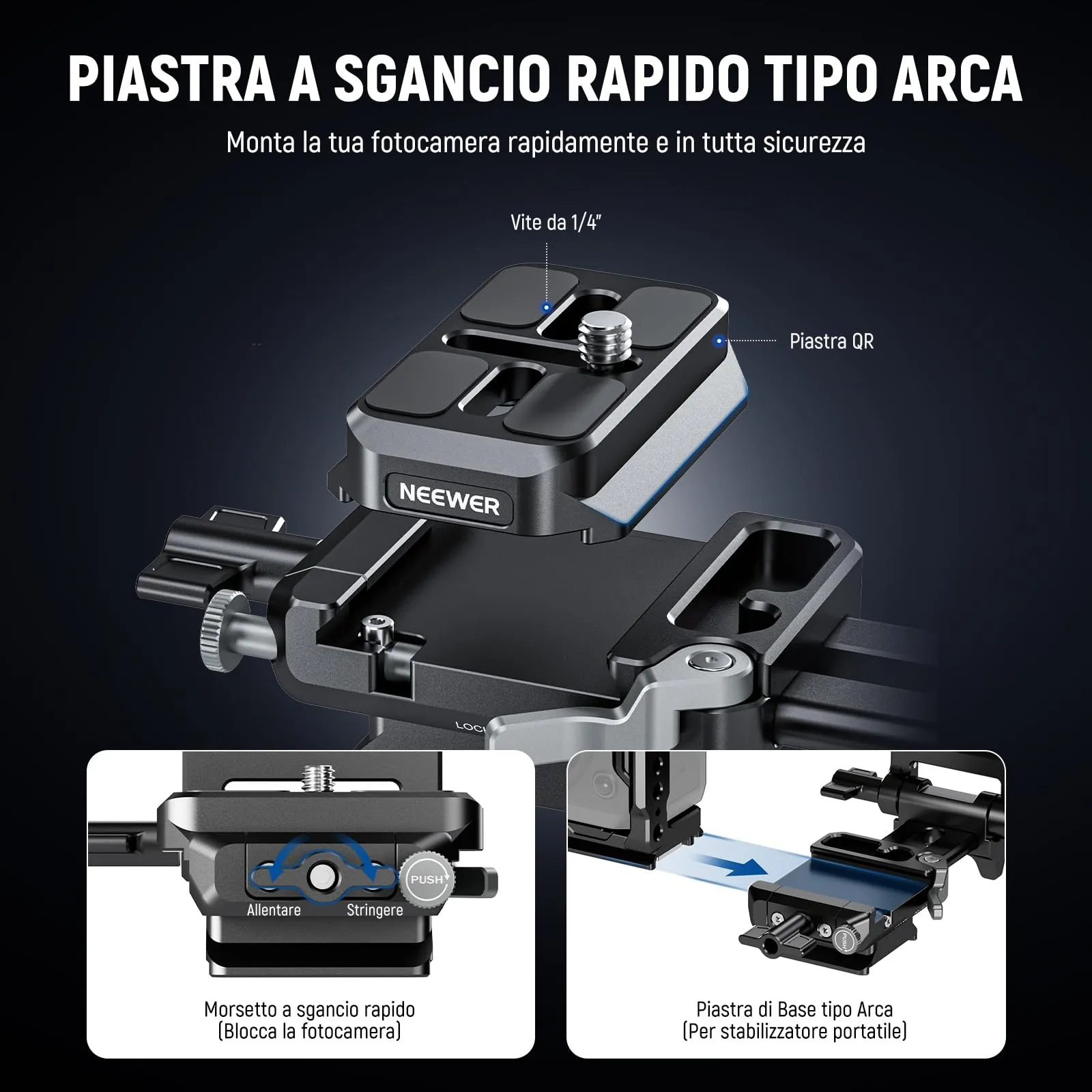 NEEWER Piastra per Batteria V Mount con Rilascio Rapido Tipo Arca - immagine 3