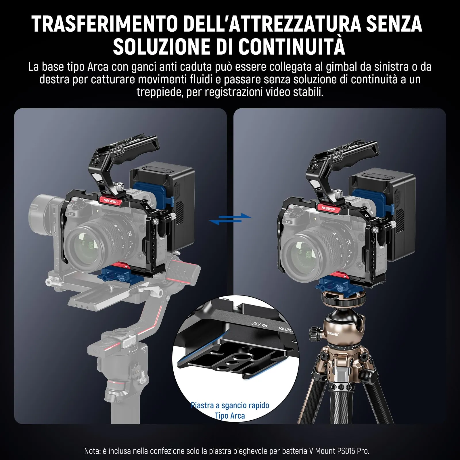NEEWER Piastra per Batteria V Mount con Rilascio Rapido Tipo Arca - immagine 5