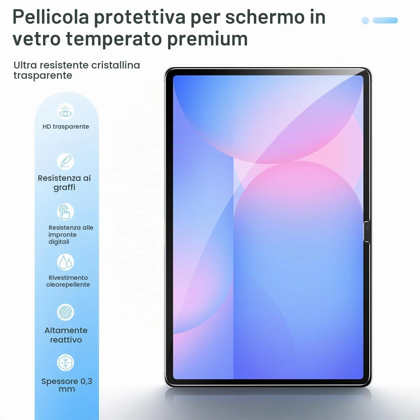 Gerutek Pellicola in Vetro Temperato per Samsung Galaxy Tab S10 FE Plus 13,1'' (2025) - immagine 3