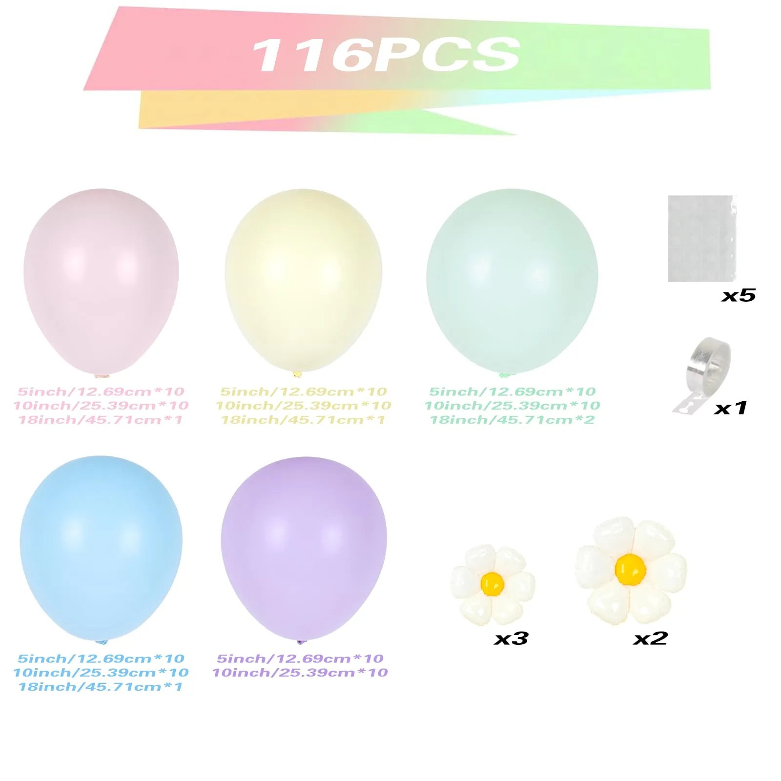Netnology Kit Arco Palloncini Pastello Macaron, 116 Pezzi - immagine 2