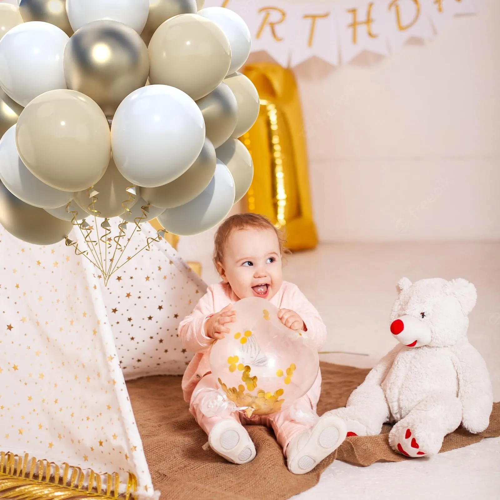 Netnology Palloncini Oro Bianco, Set di 52 Pezzi, 12 Pollici - immagine 8