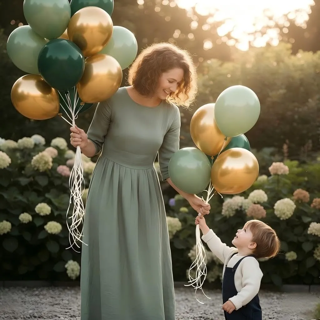 Netnology Kit Ghirlanda Arco Palloncini Verde Scuro e Oro, 119 Pezzi - immagine 4