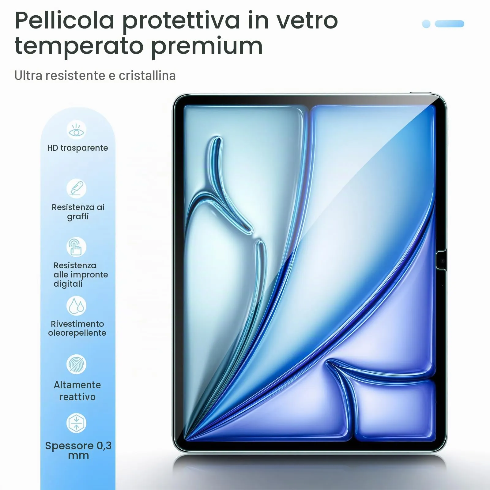 Gerutek Pellicola Protettiva in Vetro Temperato per iPad Air 11'' M4/M3/M2 (2 Pezzi) - immagine 4