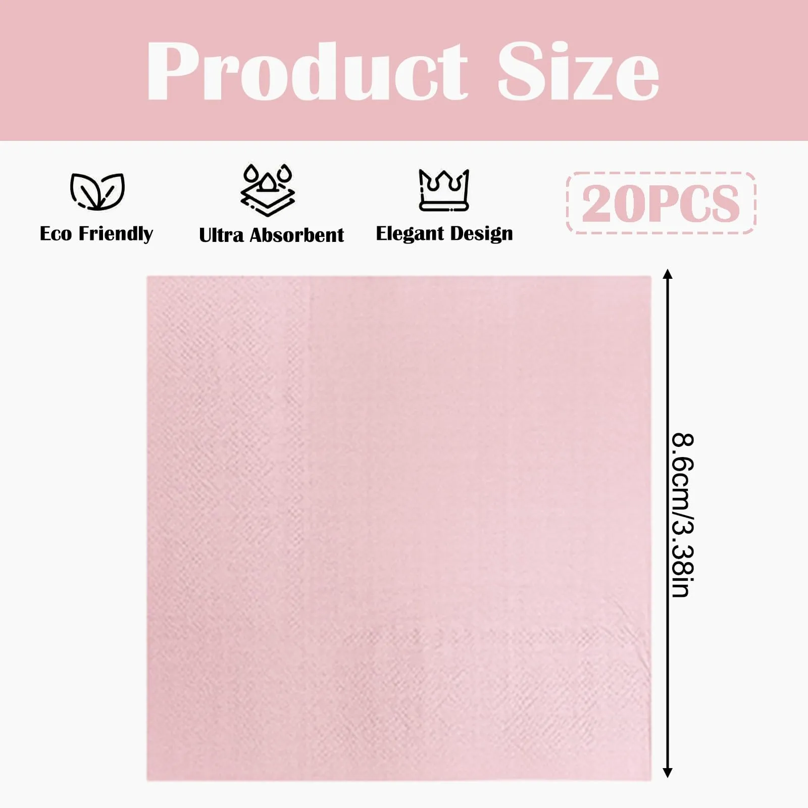 MOMAHUA Tovaglioli di Carta Rosa, 20 Pezzi, 33 x 33 cm - immagine 2