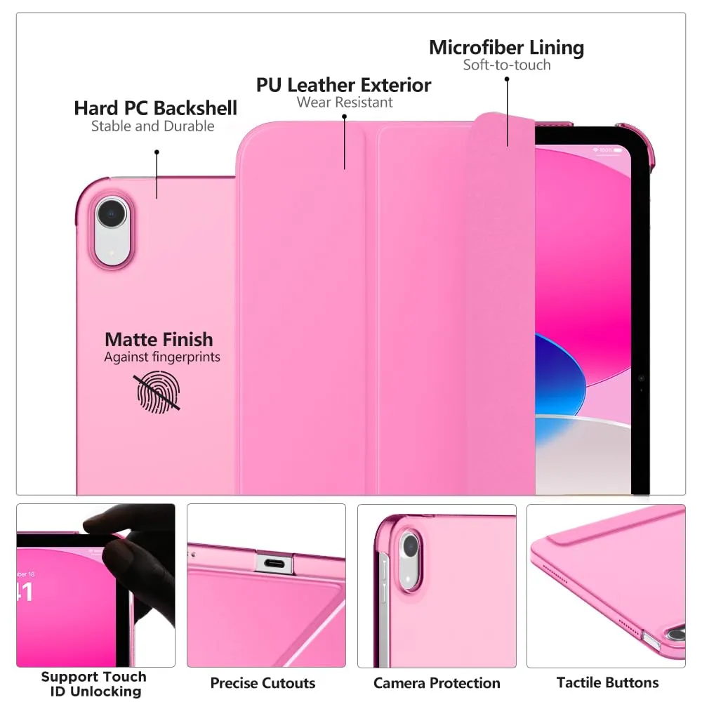 MoKo Custodia per iPad 11a Gen 2025 / iPad 10a Gen 2022, Colore Peonia - immagine 3
