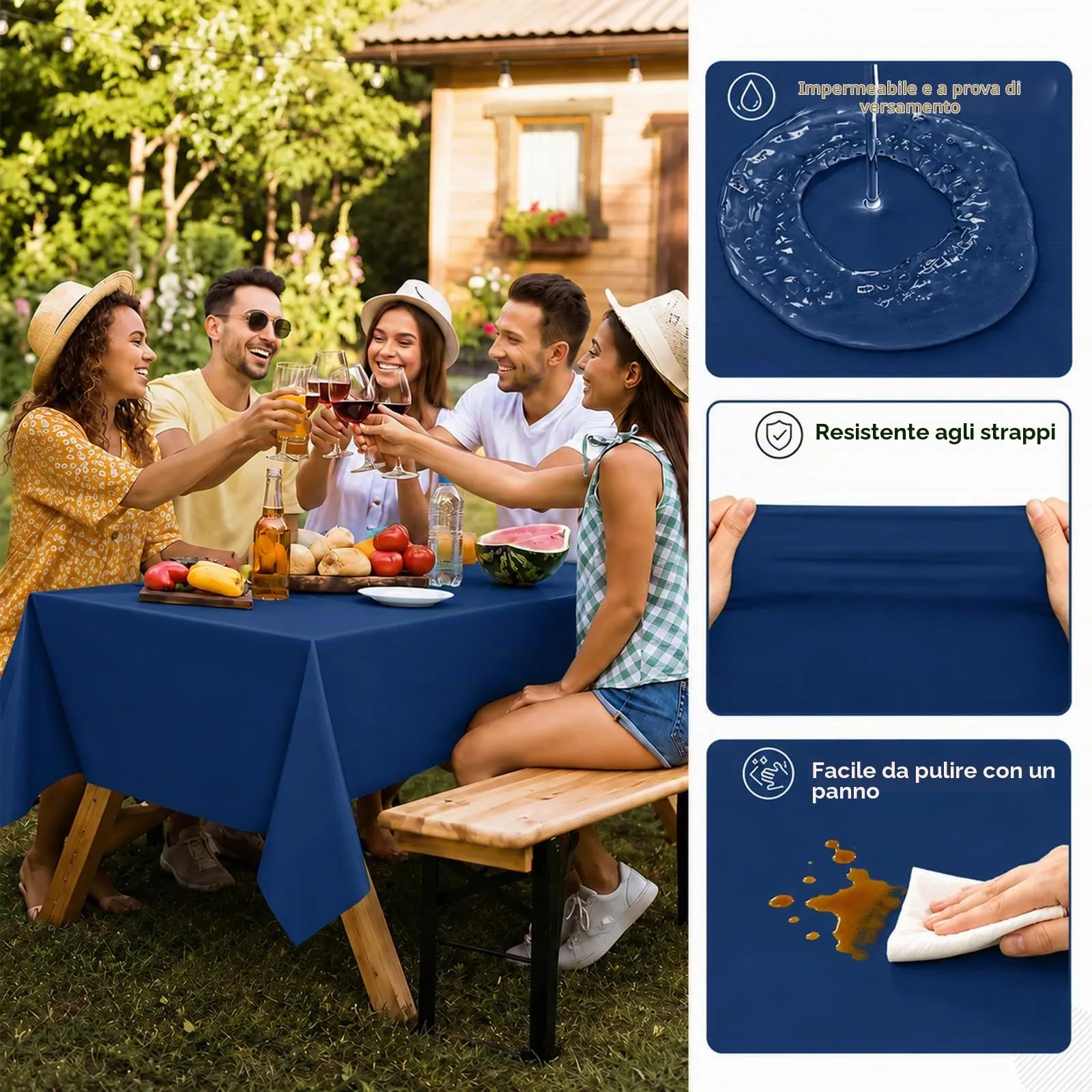 MOMAHUA Tovaglia Blu Navy per Feste, 2 Pezzi - immagine 3