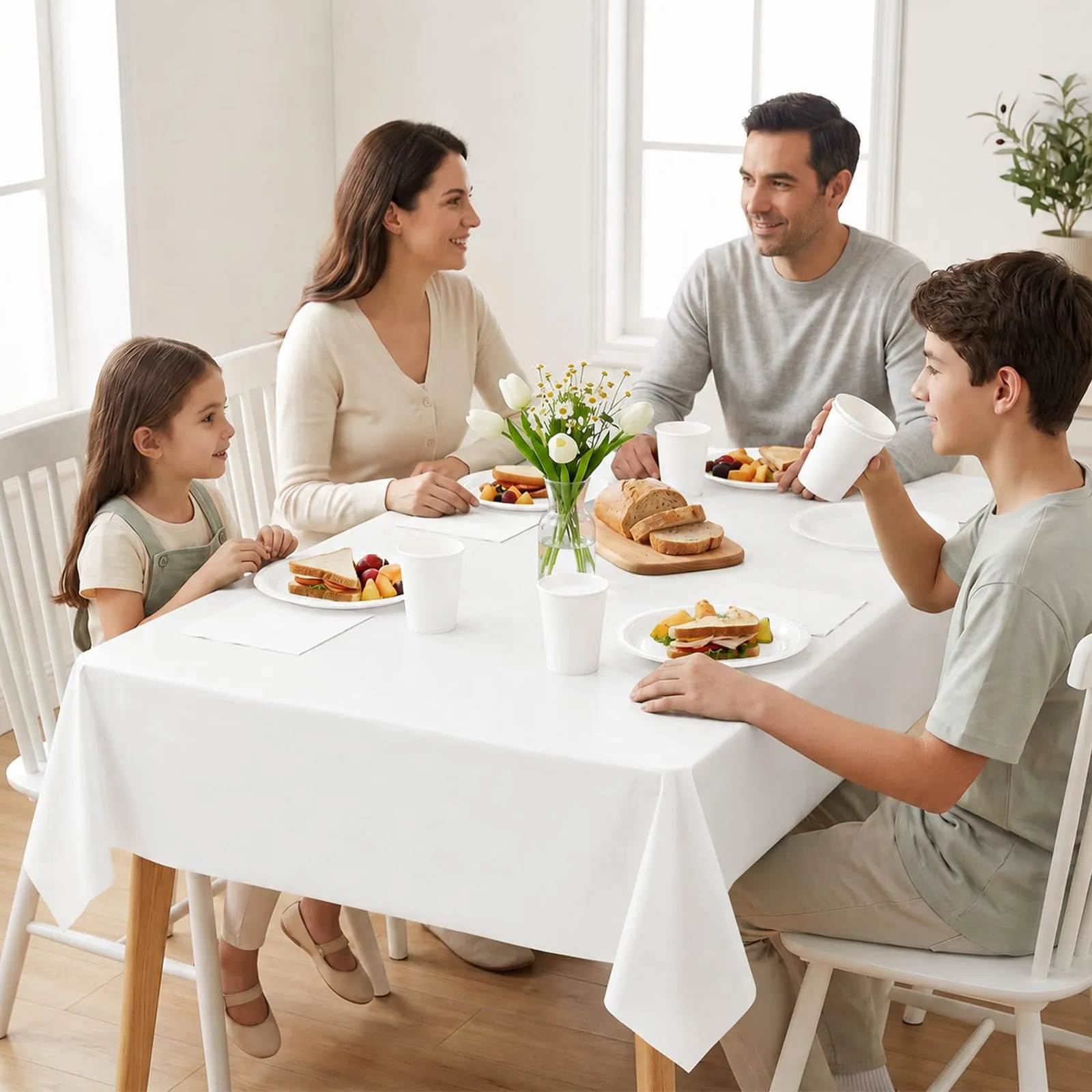 MOMAHUA Tovaglia Bianca per Feste, Set da 2 Pezzi - immagine 4