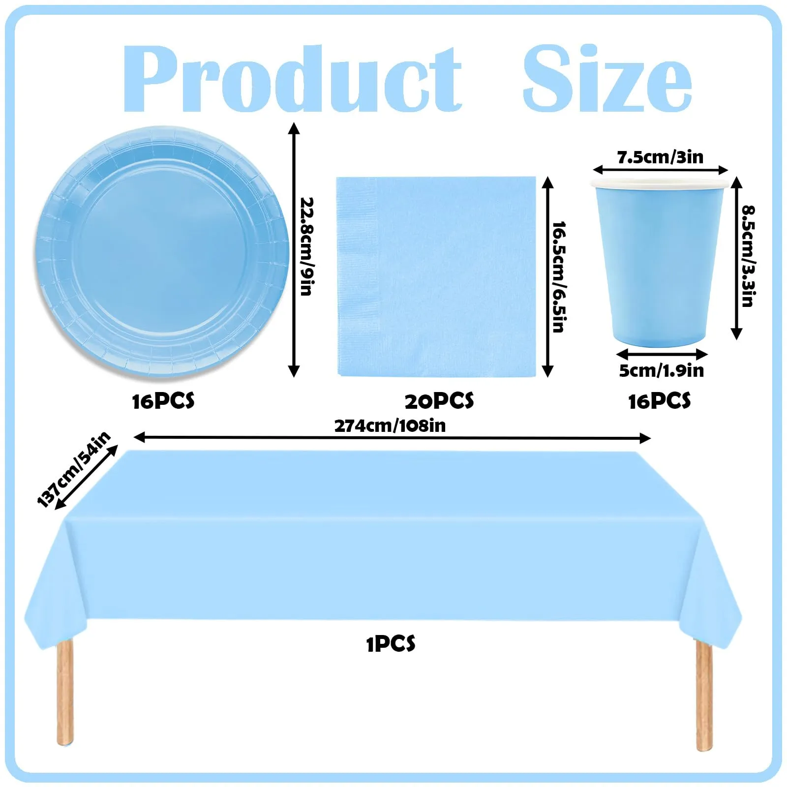 MOMAHUA Tovaglia Azzurro Chiaro, Set da 2 Pezzi, 137x274 cm - immagine 2