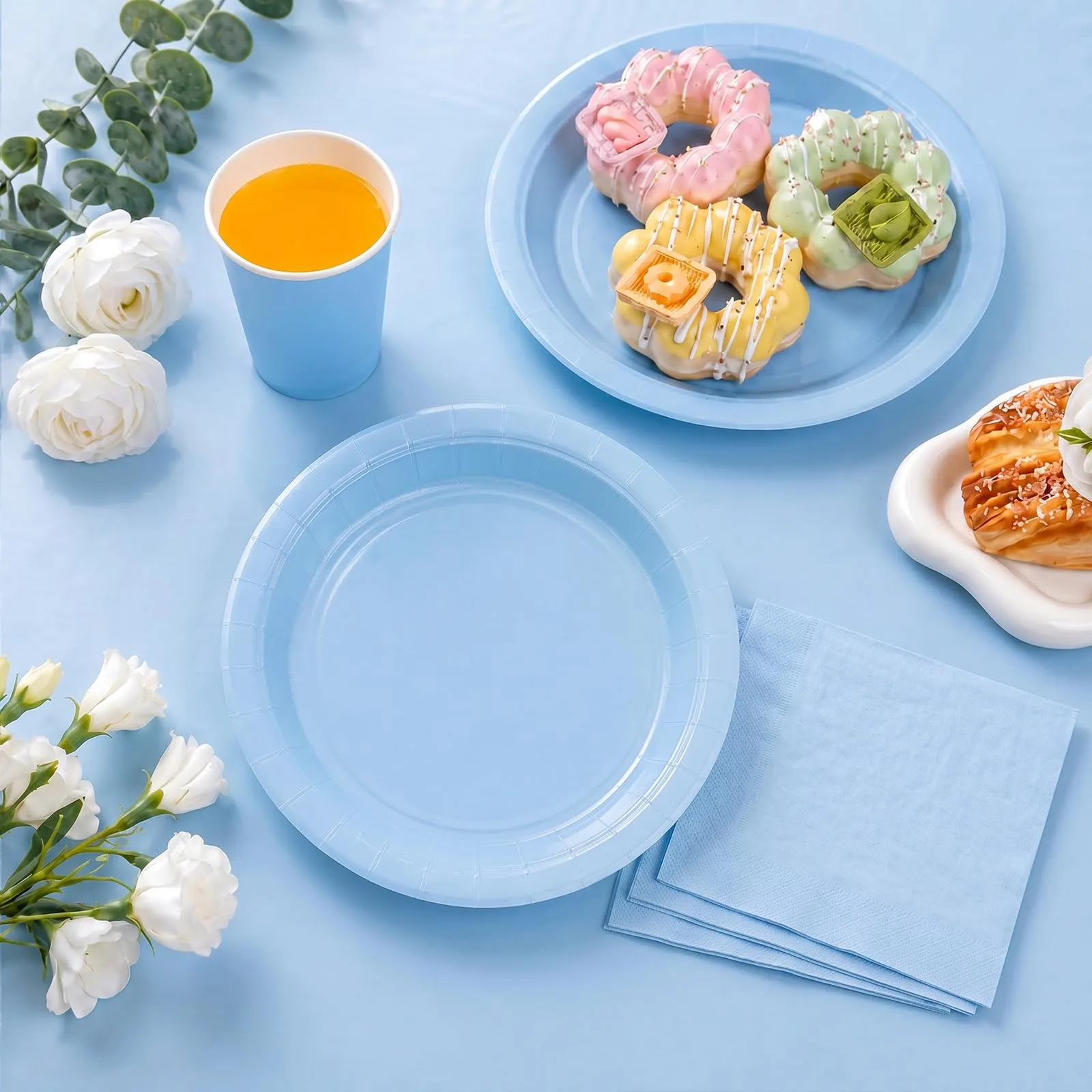 MOMAHUA Tovaglia Azzurro Chiaro, Set da 2 Pezzi, 137x274 cm - immagine 3