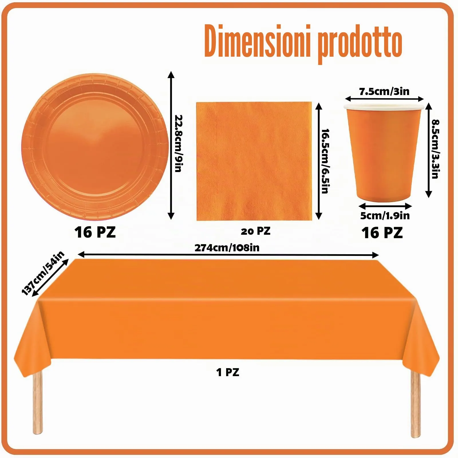 MOMAHUA Set di Stoviglie per Feste 53 Pezzi, Arancione - immagine 2