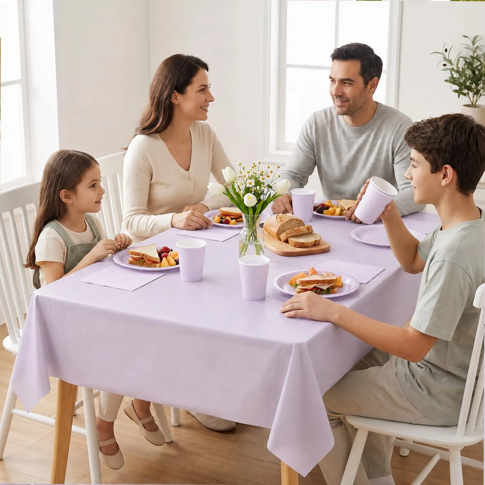 MOMAHUA Tovaglia Lilla per Feste e Compleanni, 2 Pezzi - immagine 4