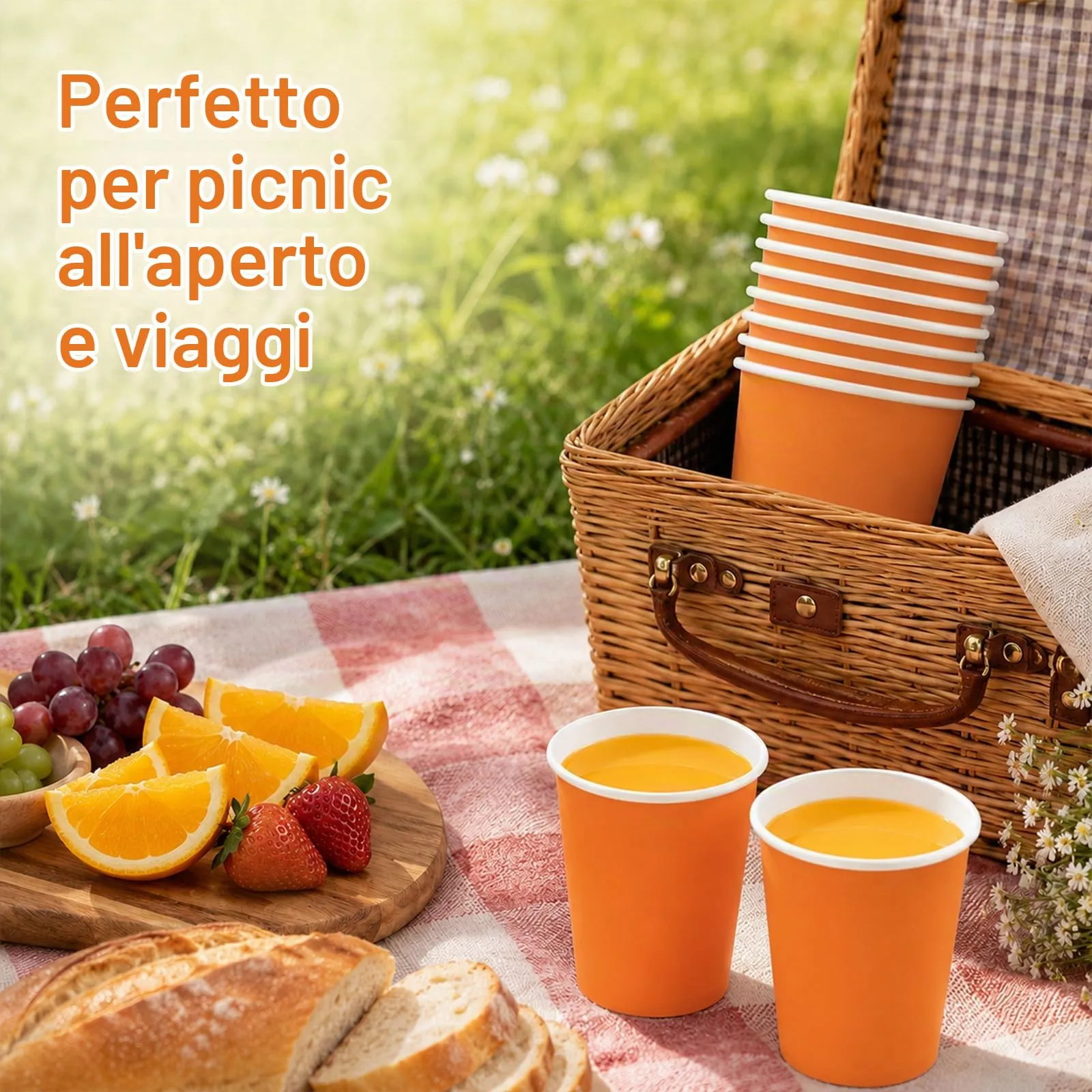 MOMAHUA Bicchieri di Carta Arancione per Feste, Set da 16 pezzi - immagine 4