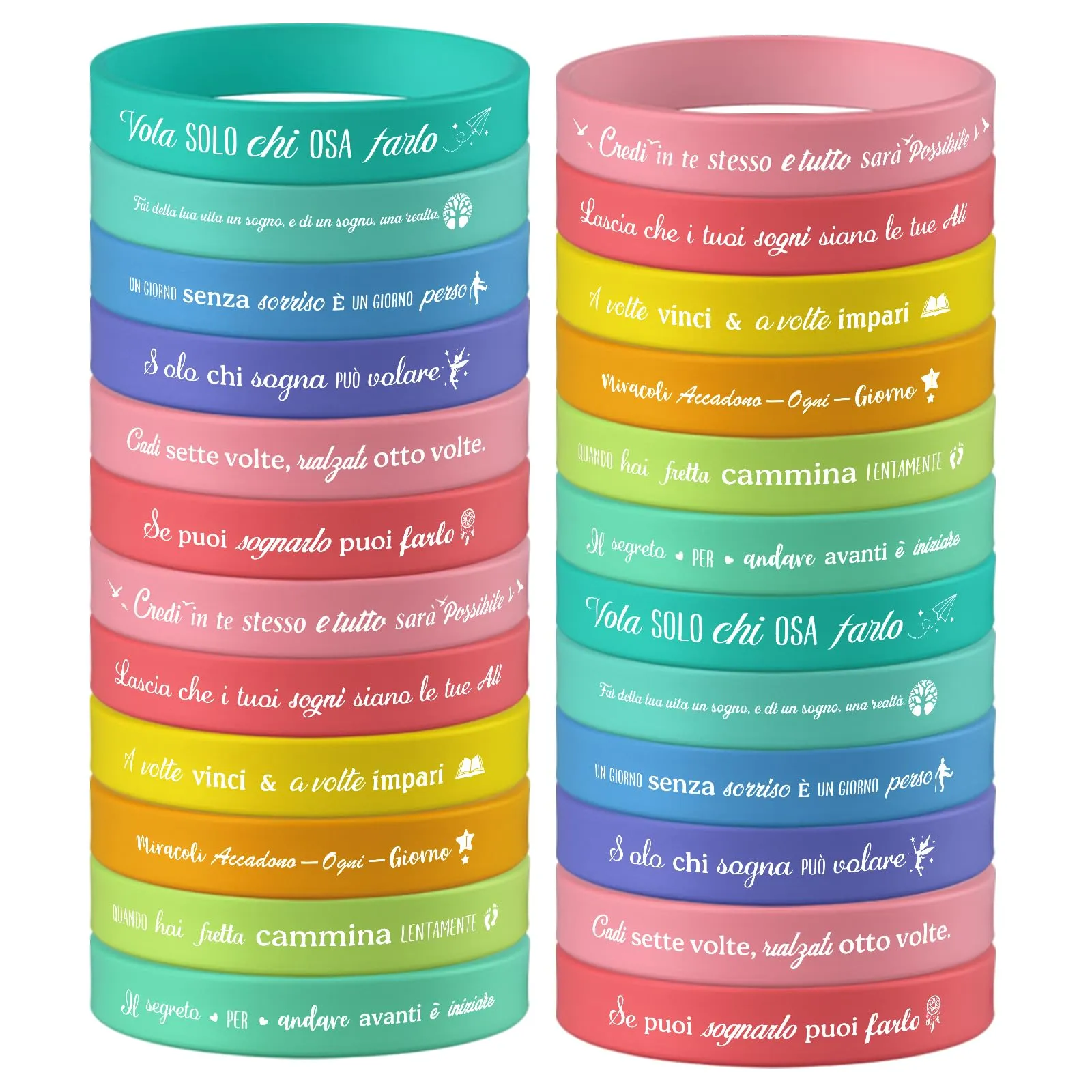 Xingch Set di Braccialetti Motivazionali in Silicone, 12 Pezzi, Multicolore, 21 cm - immagine 1