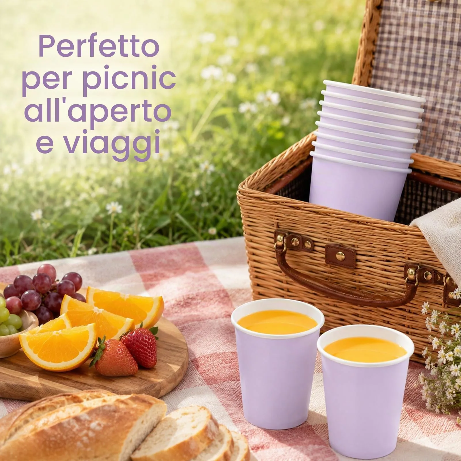 MOMAHUA 16 Bicchieri di Carta Lilla per Feste e Compleanni - immagine 4