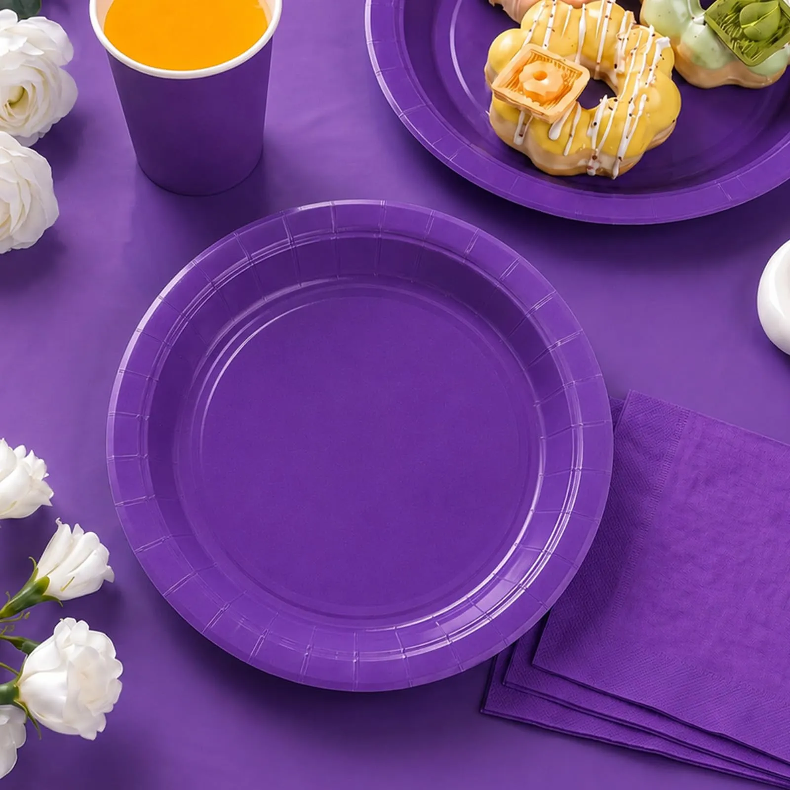 MOMAHUA Piatti di Carta Viola, 23cm, 16 Pezzi - immagine 3